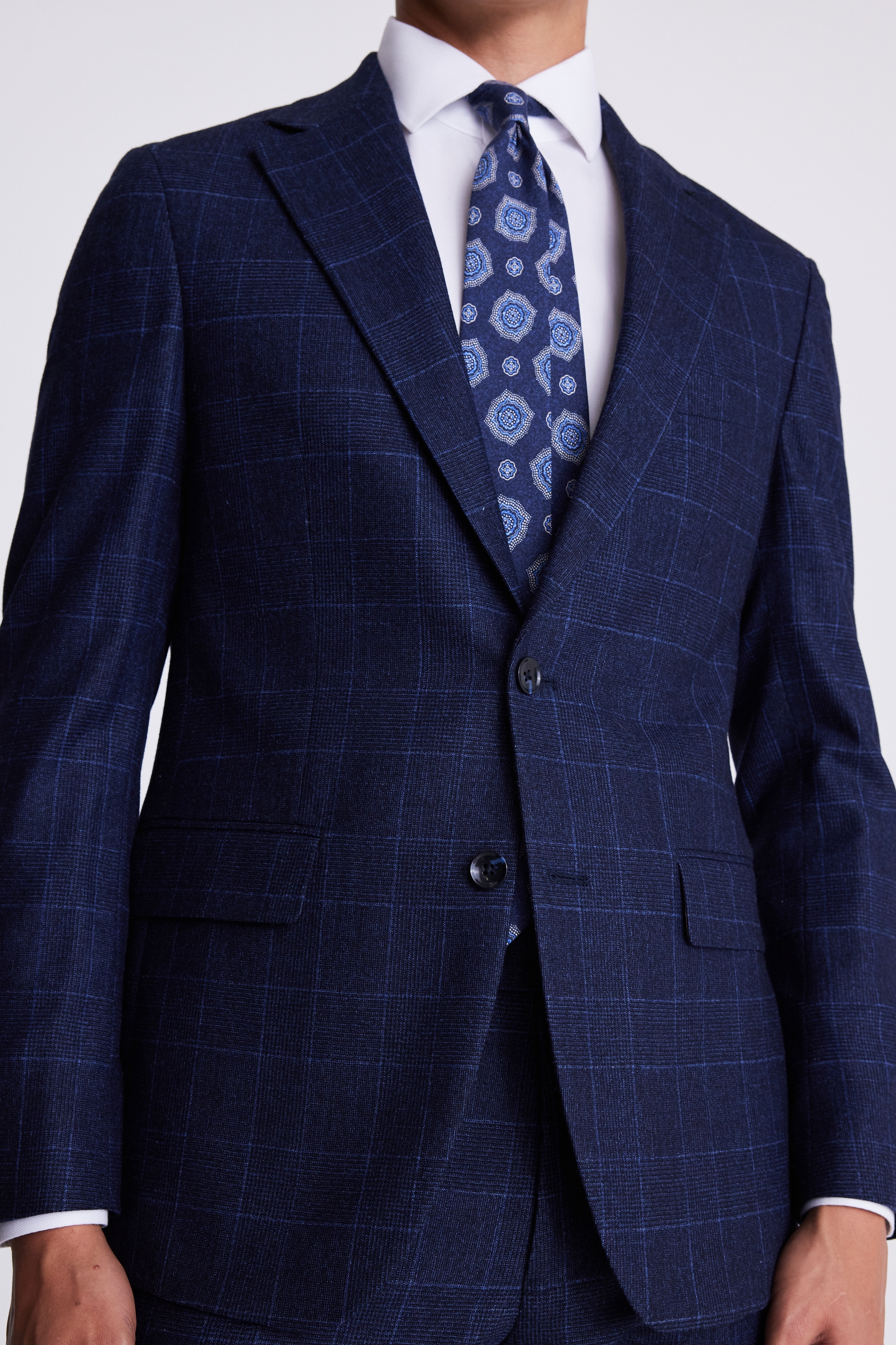 Italian Tailored Fit Blue Check Jacket