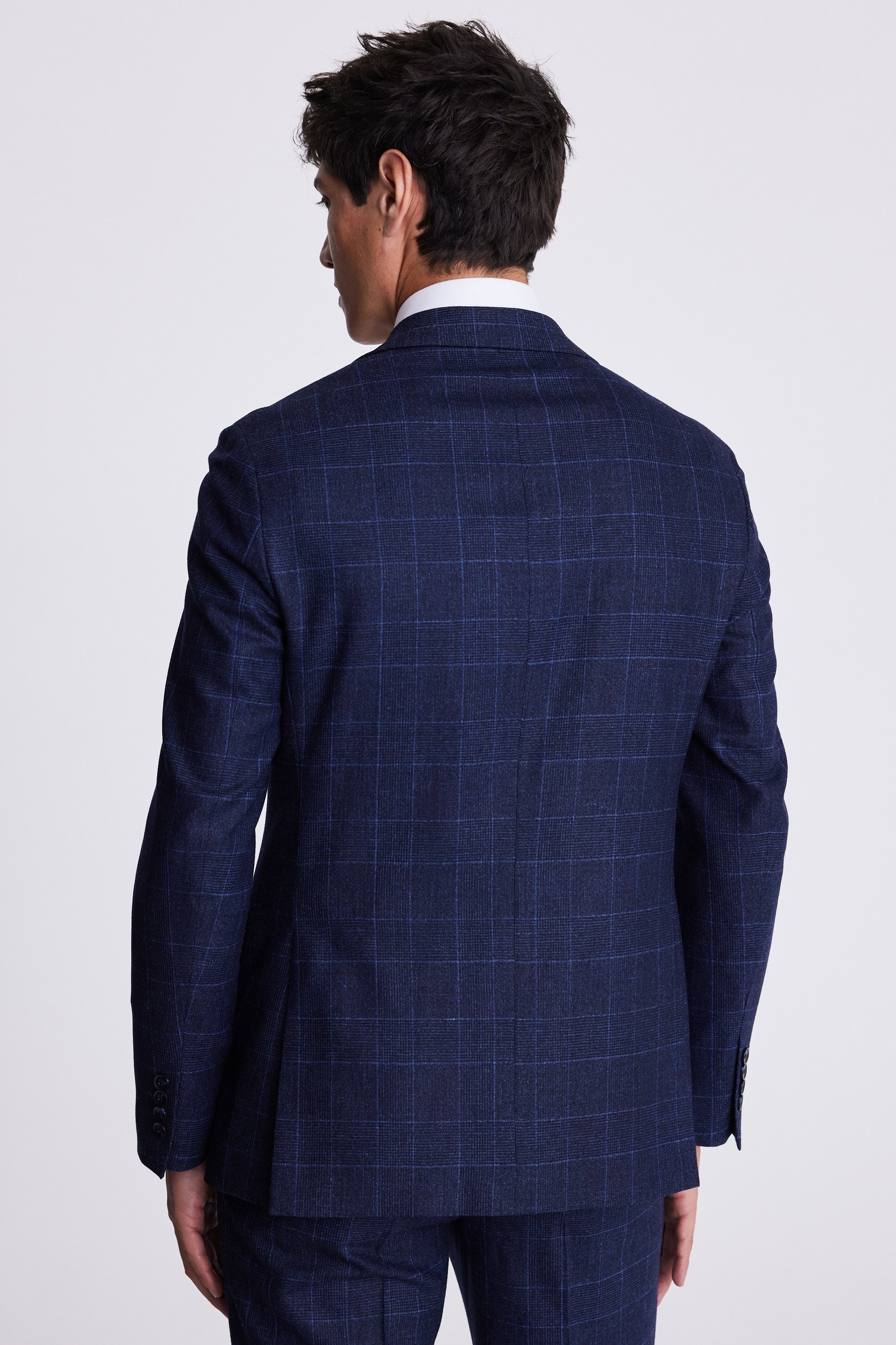 Italian Tailored Fit Blue Check Jacket
