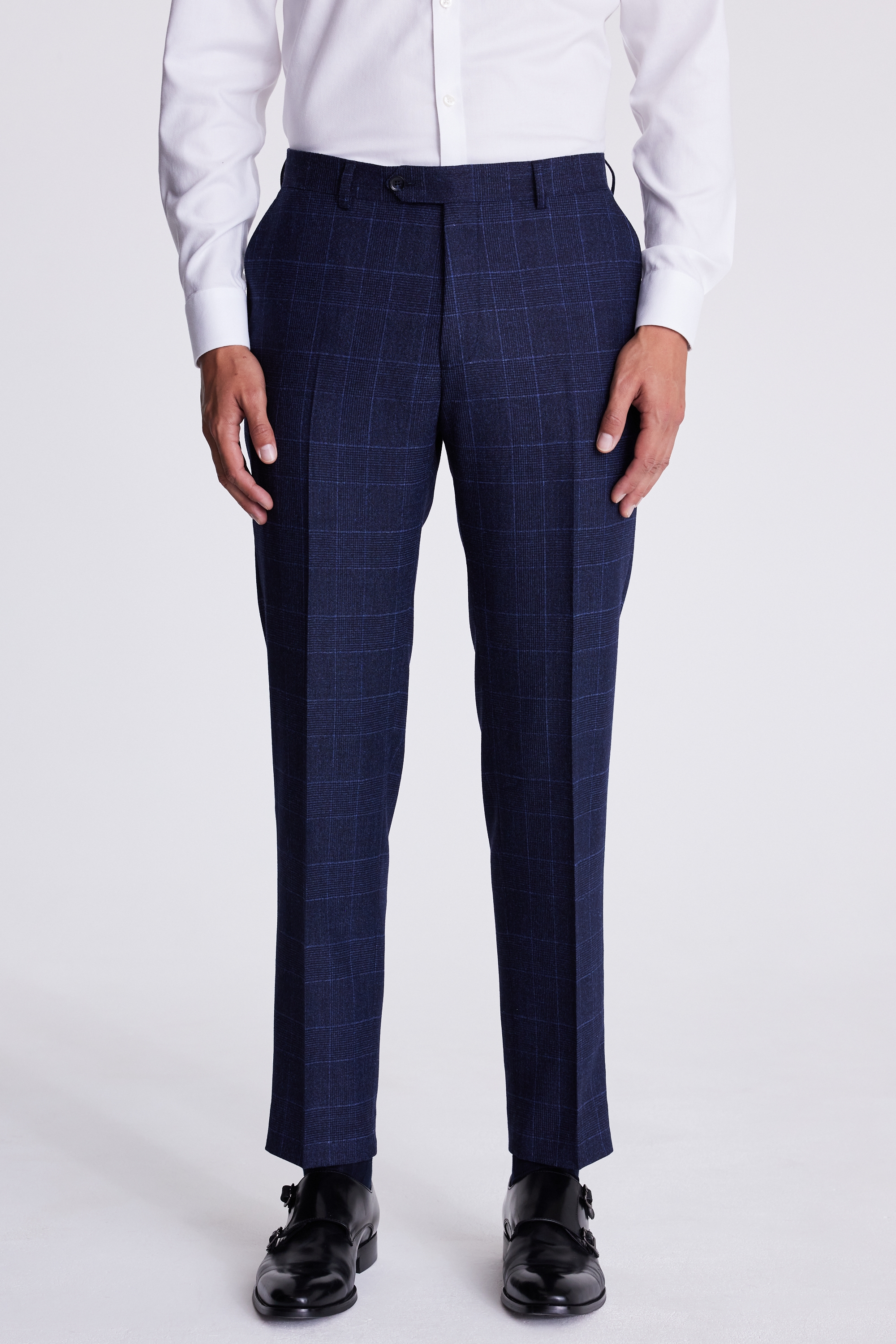 Italian Tailored Fit Blue Check Pants