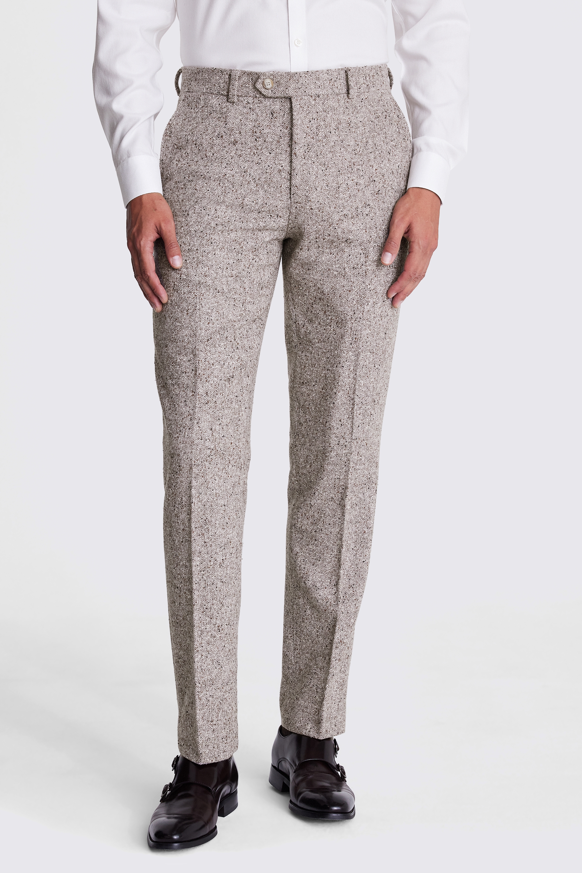 Tailored Fit Taupe Donegal Trousers