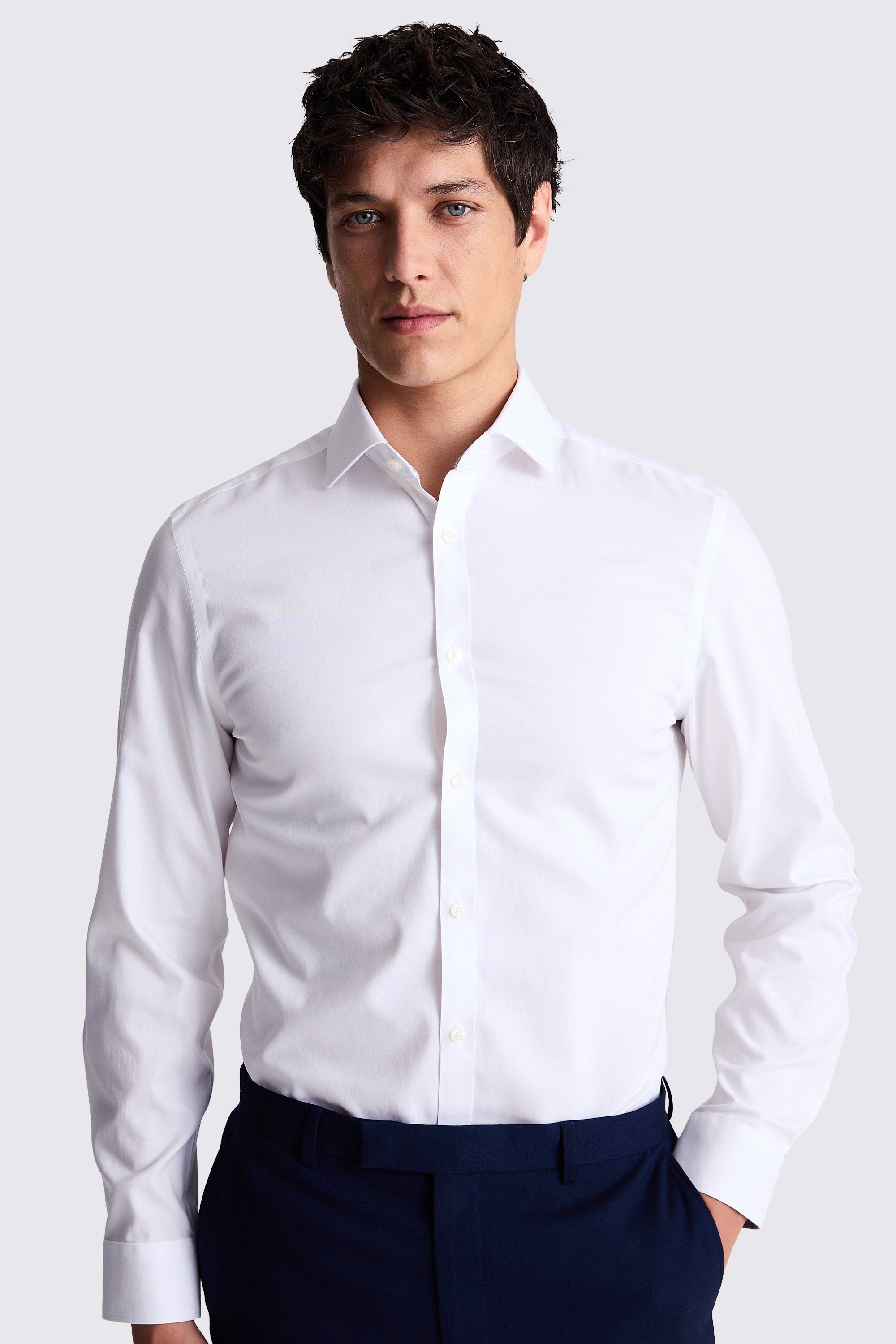 Slim Fit White Pinpoint Oxford Contrast Shirt