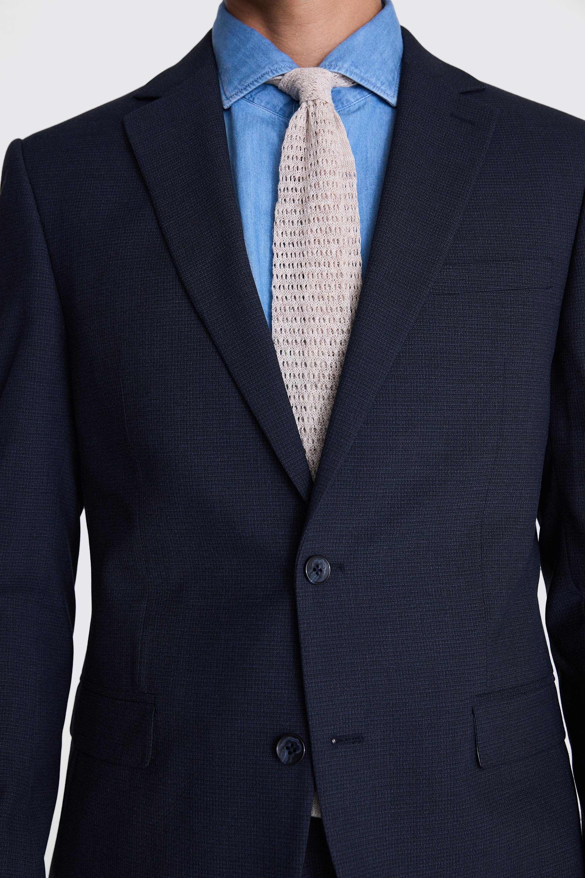 French Connection Slim Fit Blue Mini Check Jacket