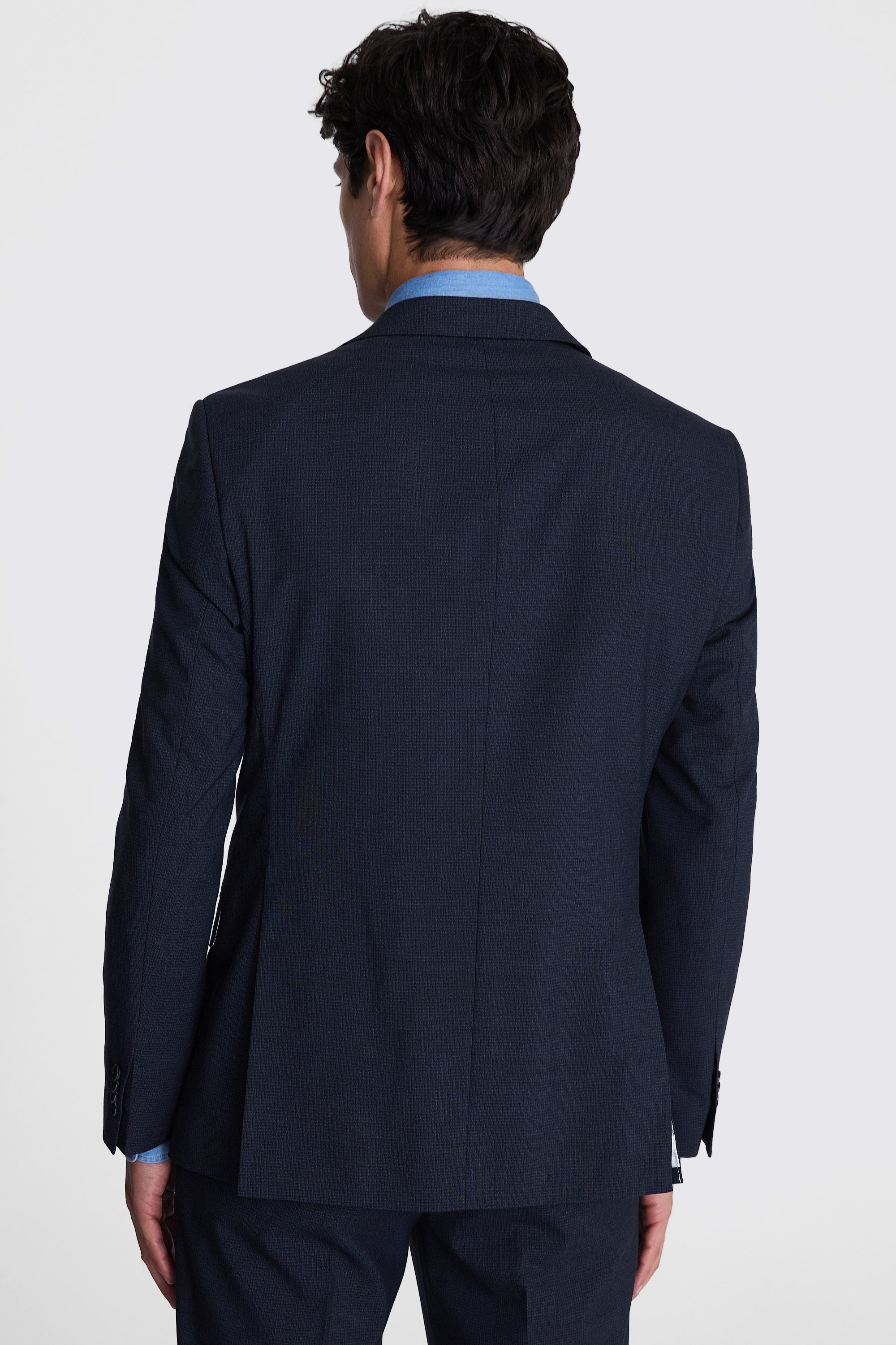 French Connection Slim Fit Blue Mini Check Jacket