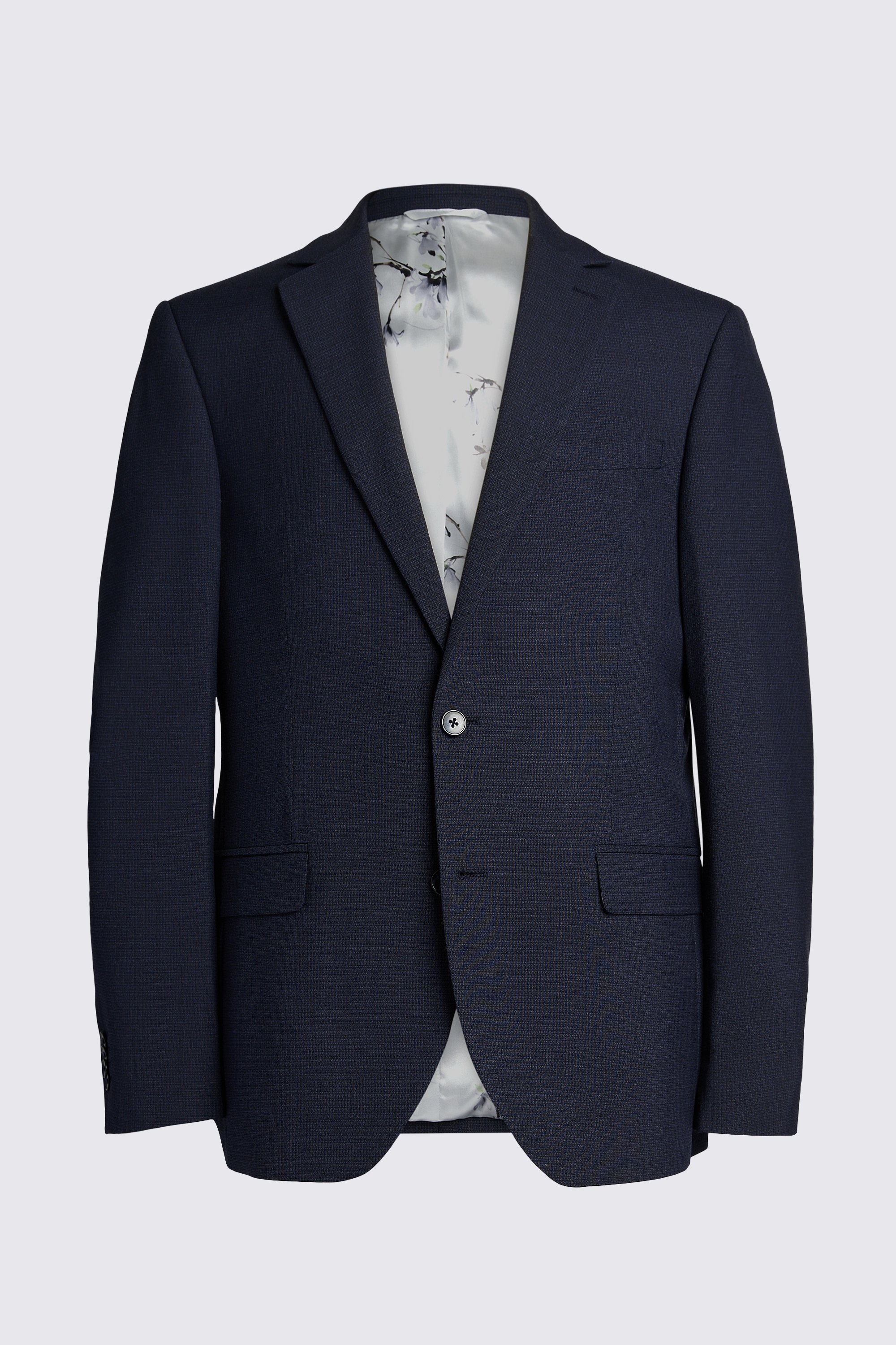 French Connection Slim Fit Blue Mini Check Jacket