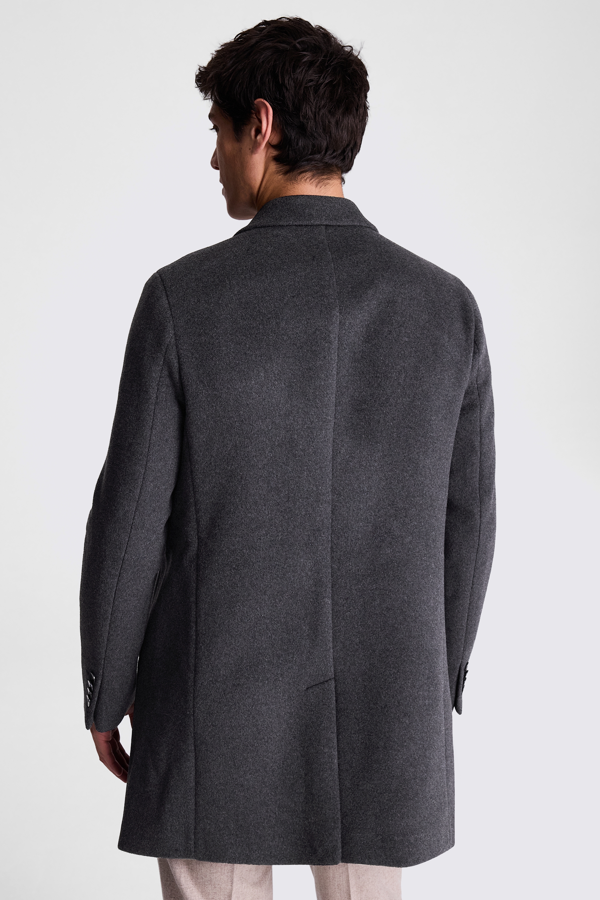 Charcoal Wool Cashmere Blend Overcoat