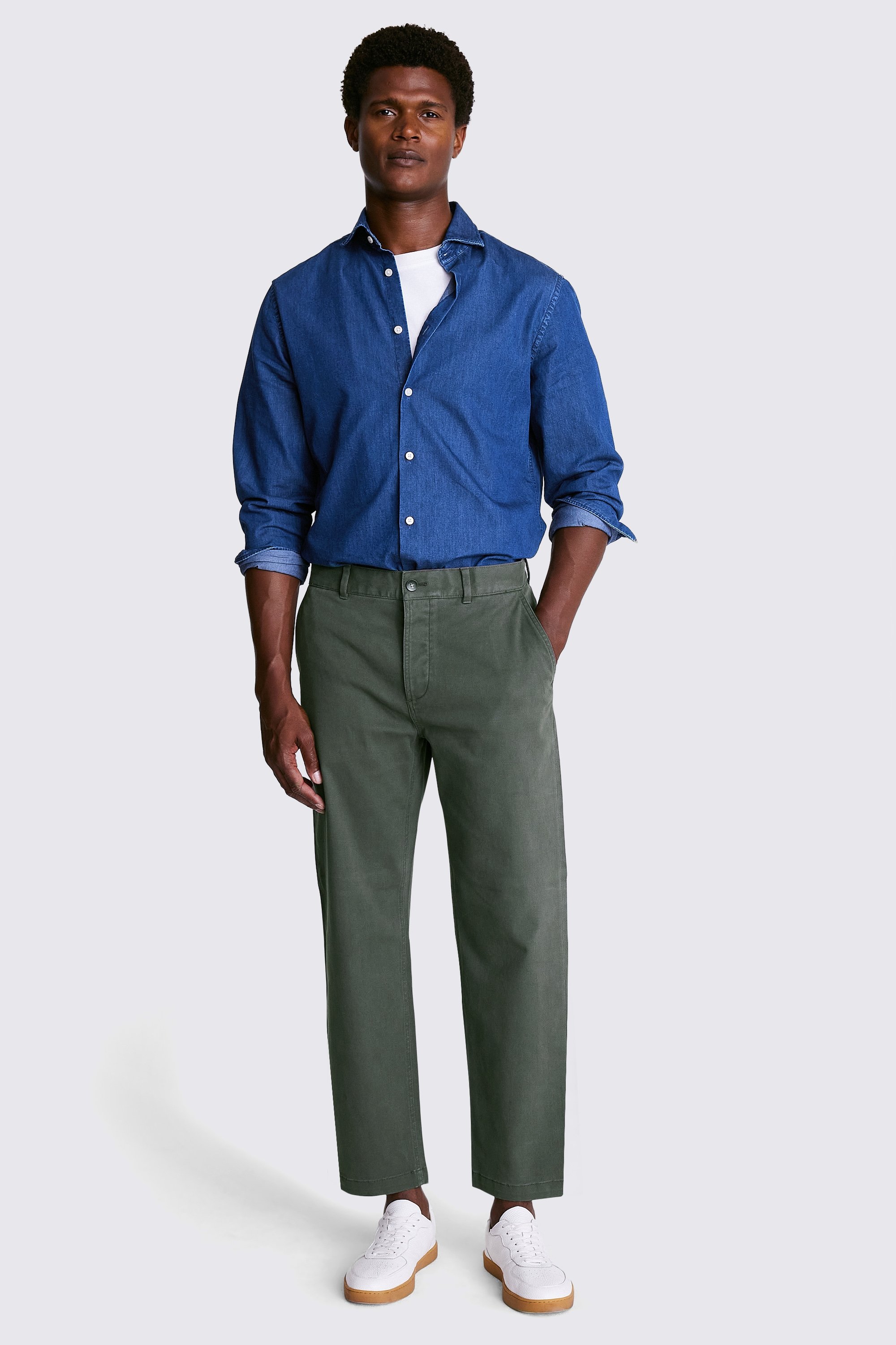 Khaki Washed Canvas Trousers