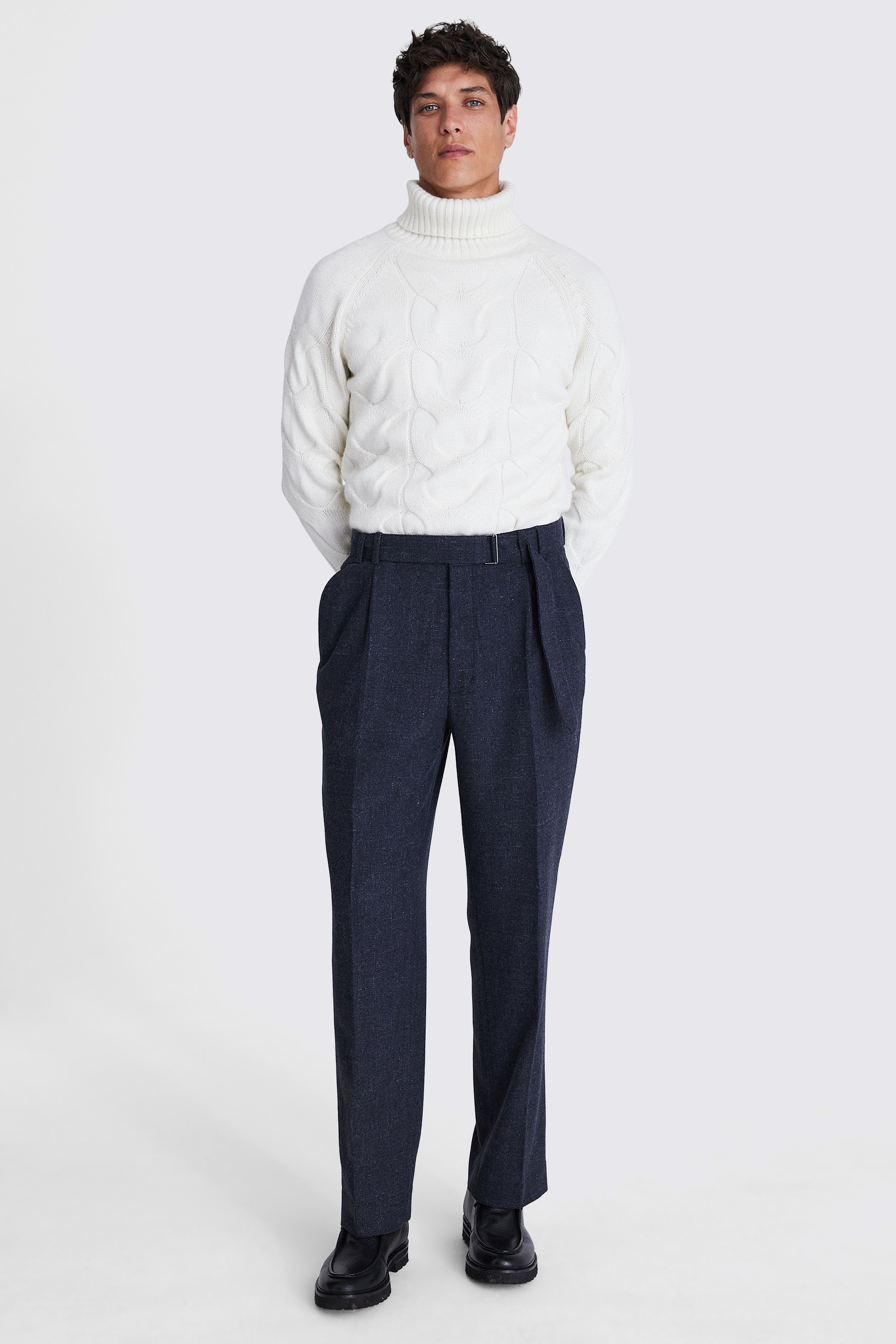 Charcoal Belted Flannel Pants
