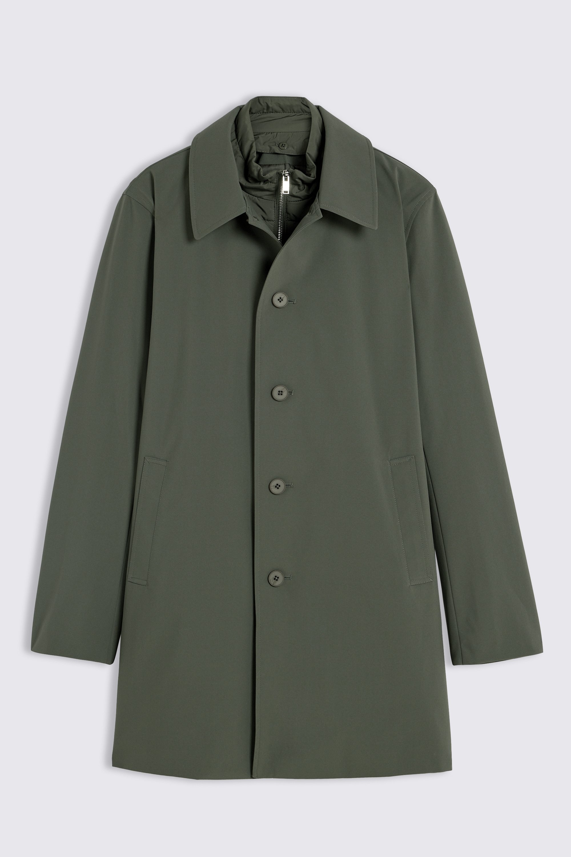 Khaki Raincoat With Removable Insert