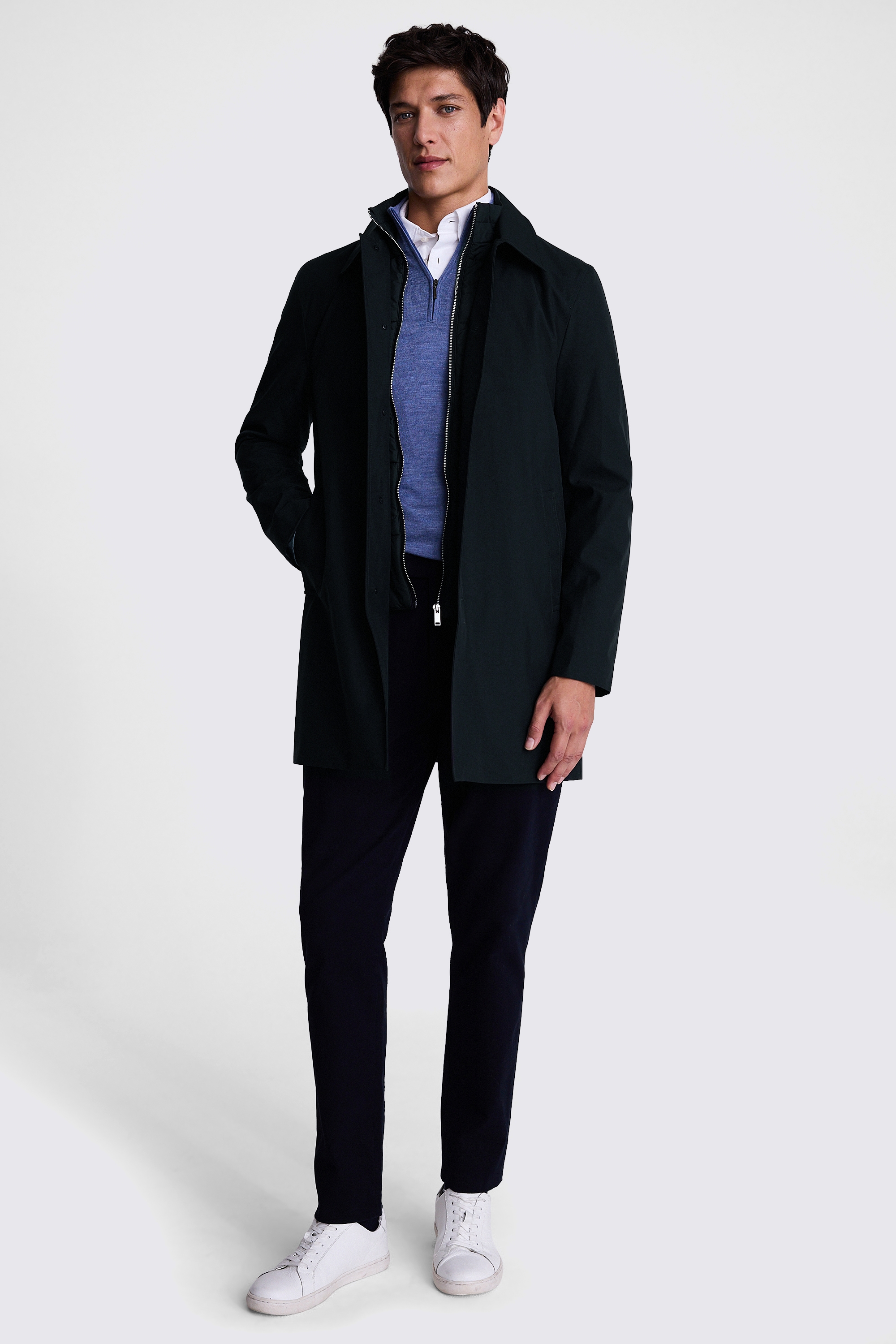 Navy Raincoat With Removable Insert