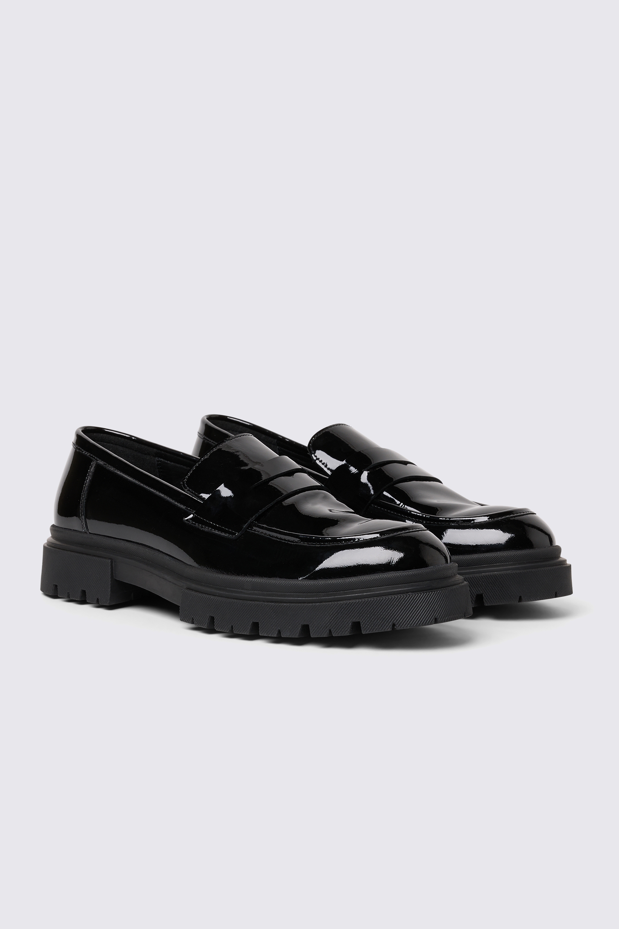 Chunky Black Patent Loafers