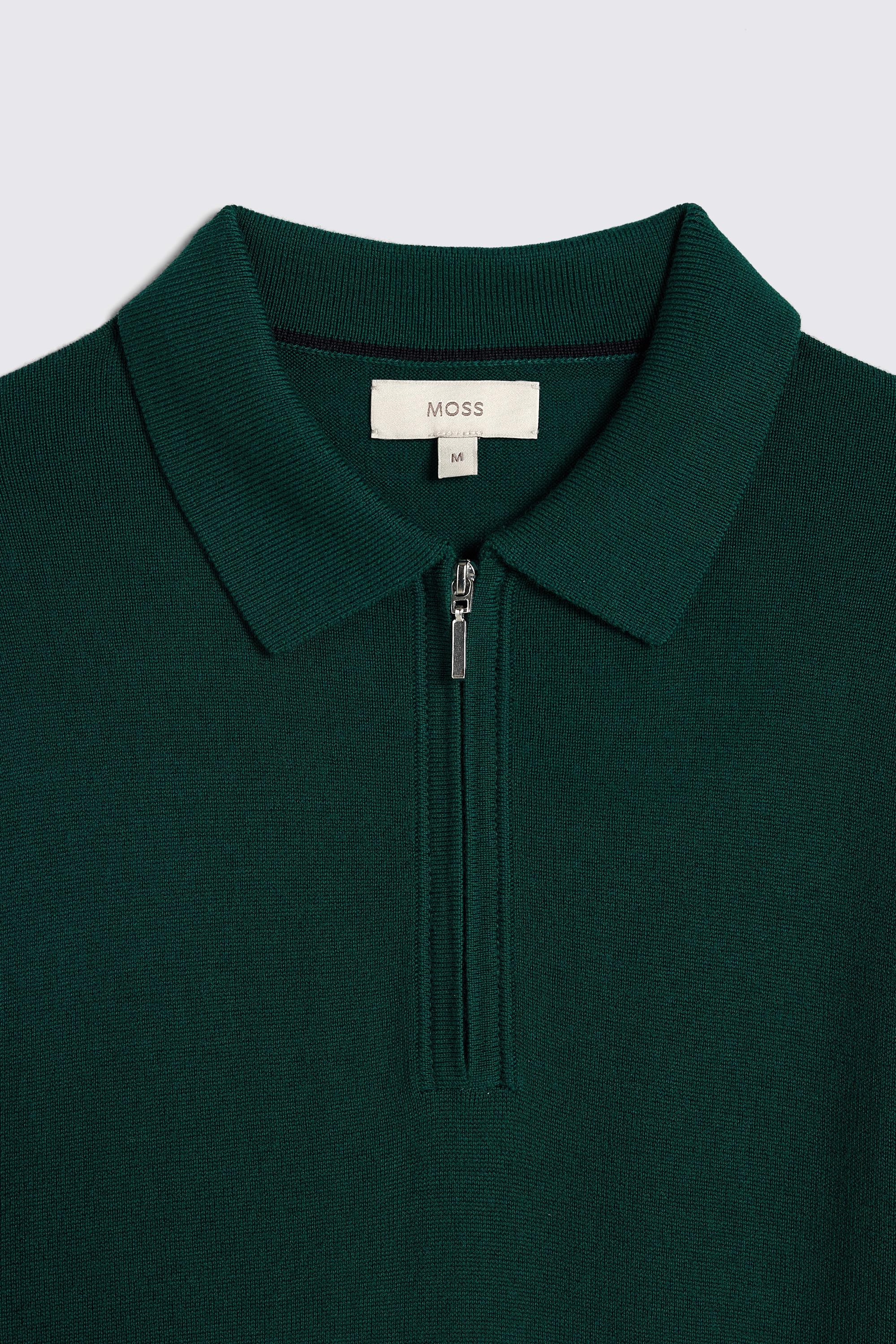 Emerald Green Merino Zip-Neck Polo Shirt