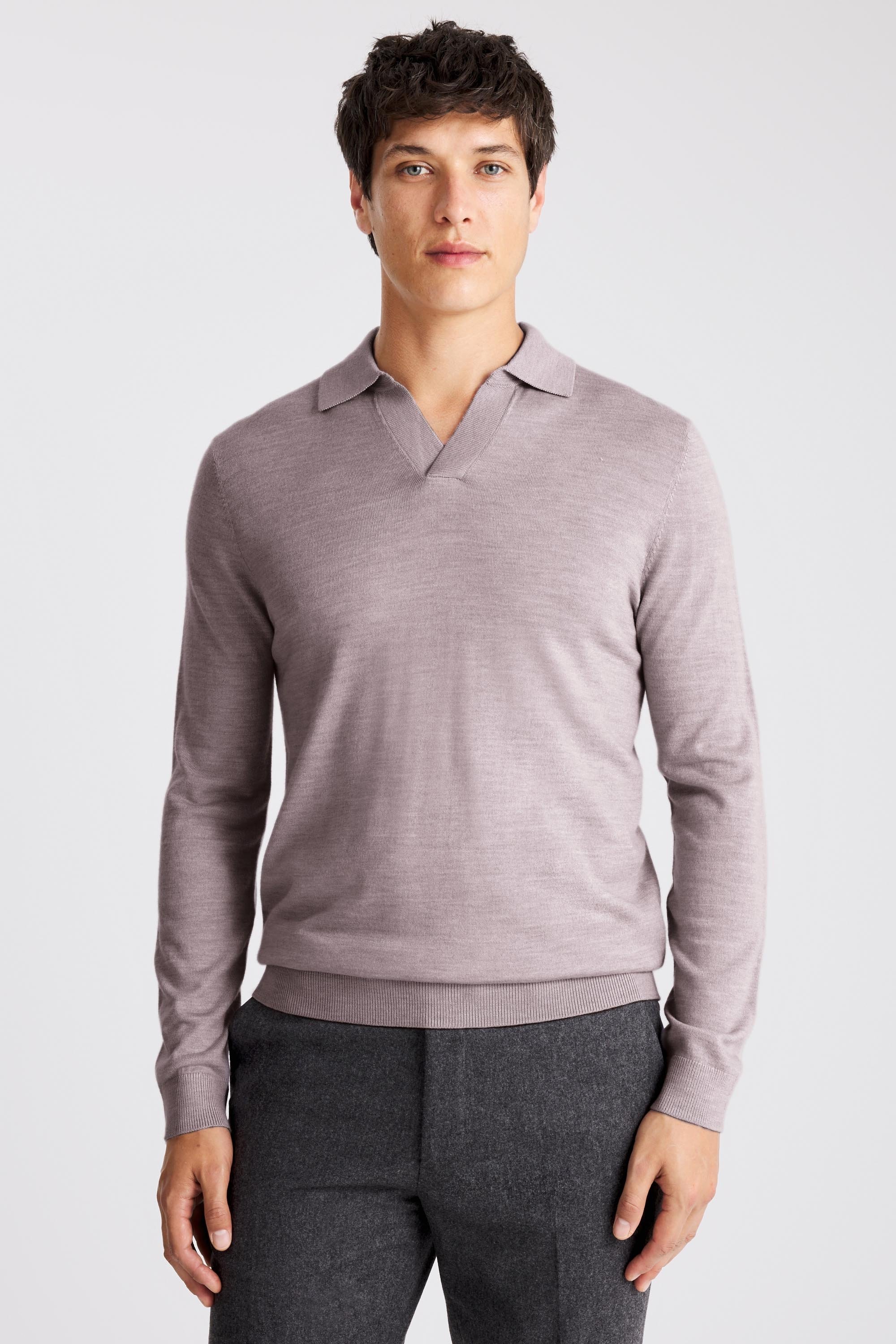Lilac Merino-Blend Skipper Polo