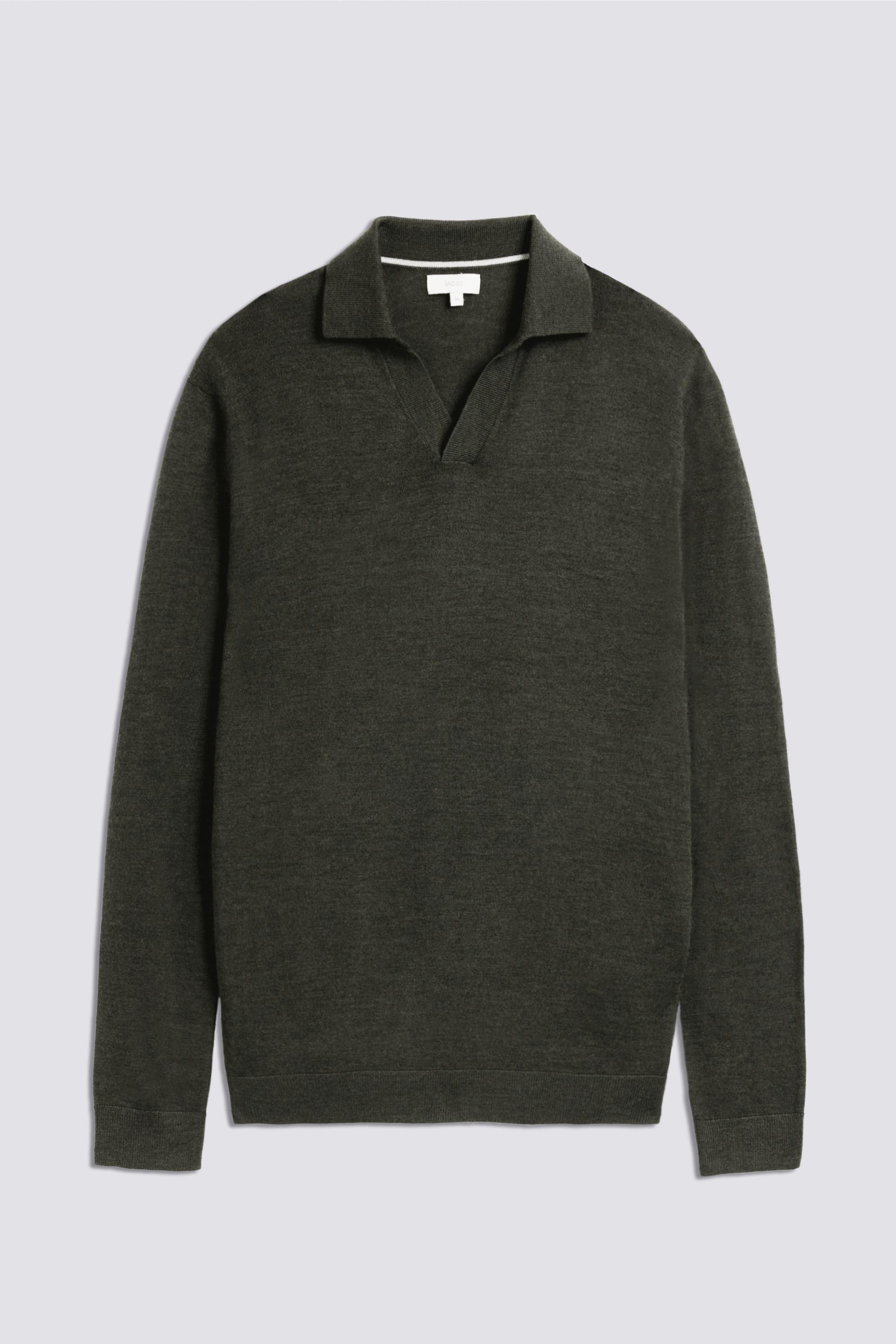 Khaki Merino-Blend Skipper Polo