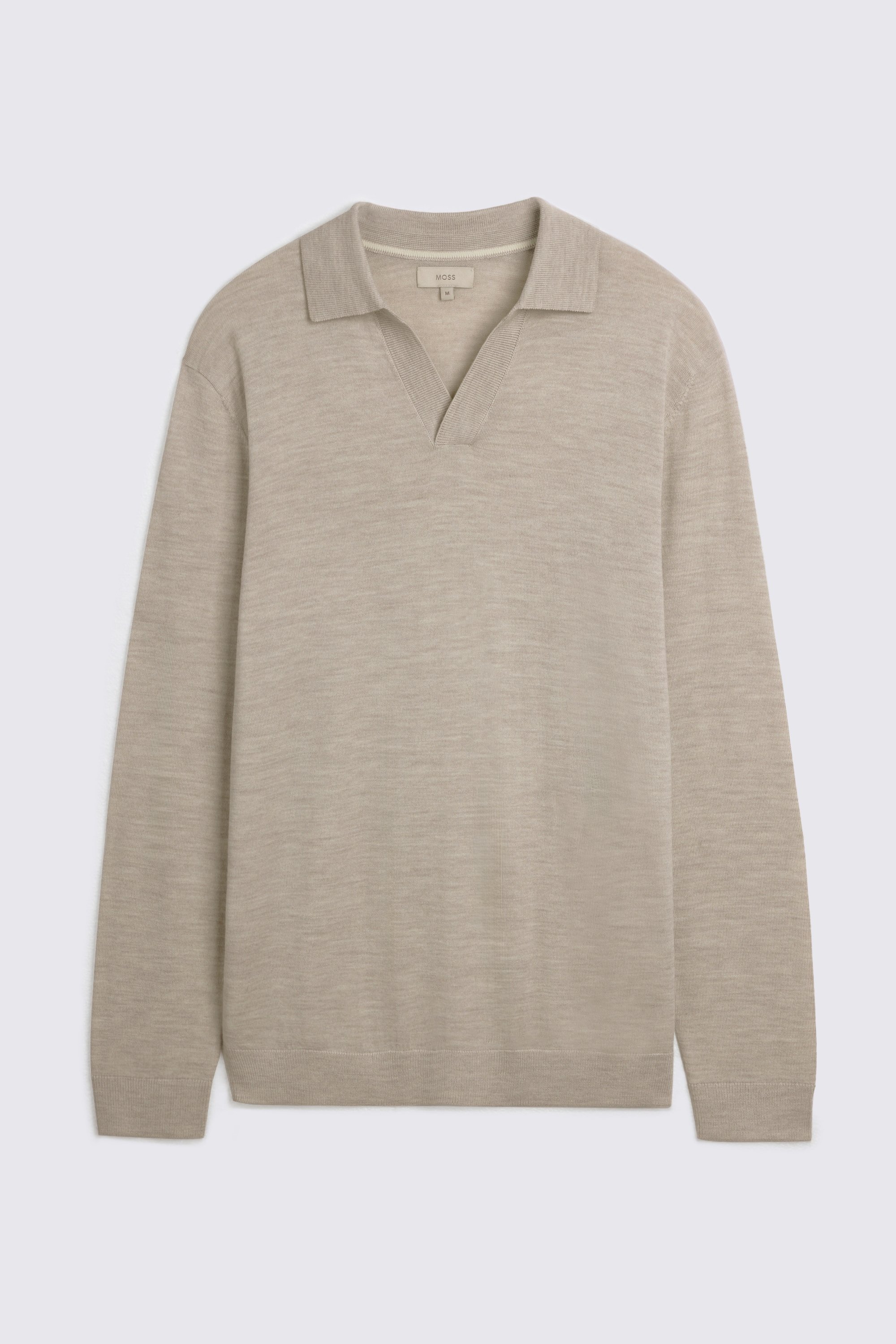 Oatmeal Merino-Blend Skipper Polo