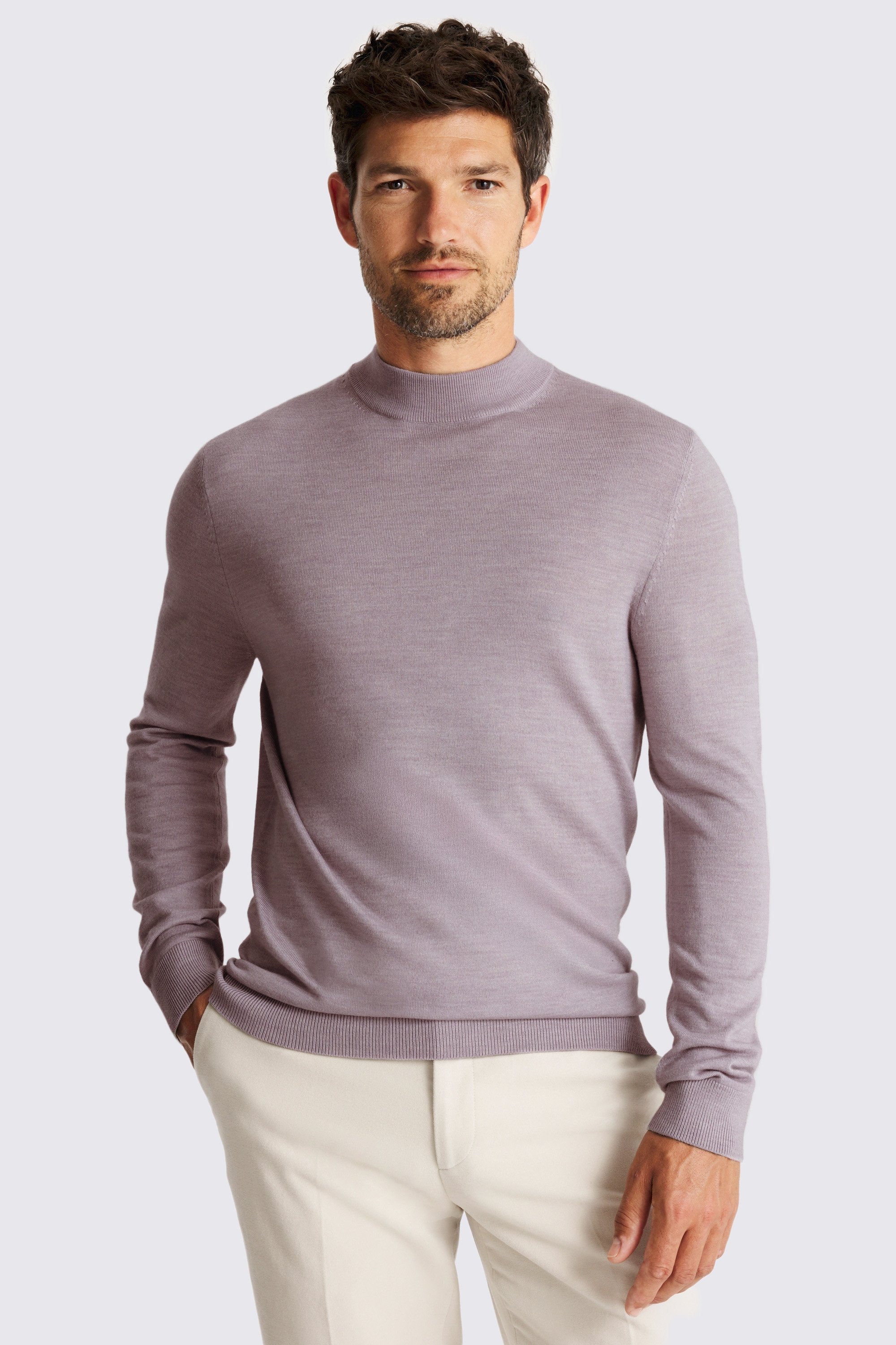 Lilac Merino-Blend Mock Neck Jumper