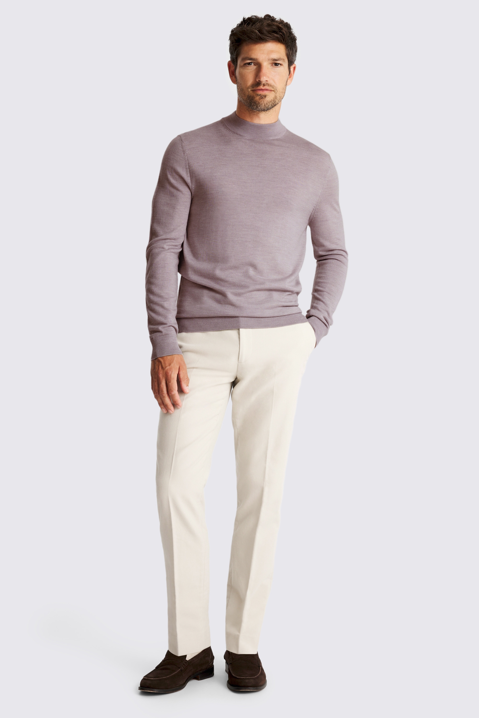 Lilac Merino-Blend Mock Neck Jumper