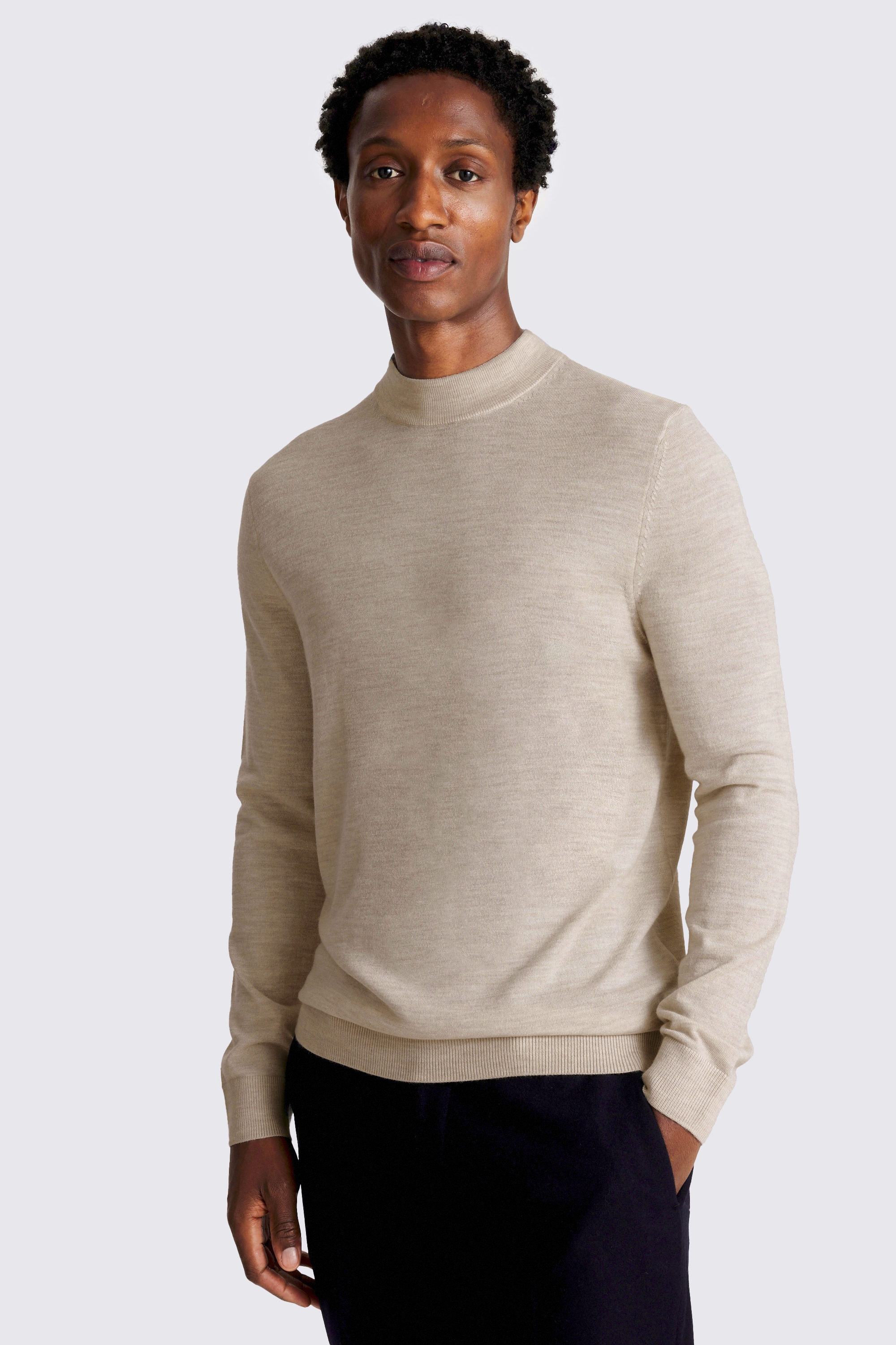 Oatmeal Merino Mock-Neck Jumper