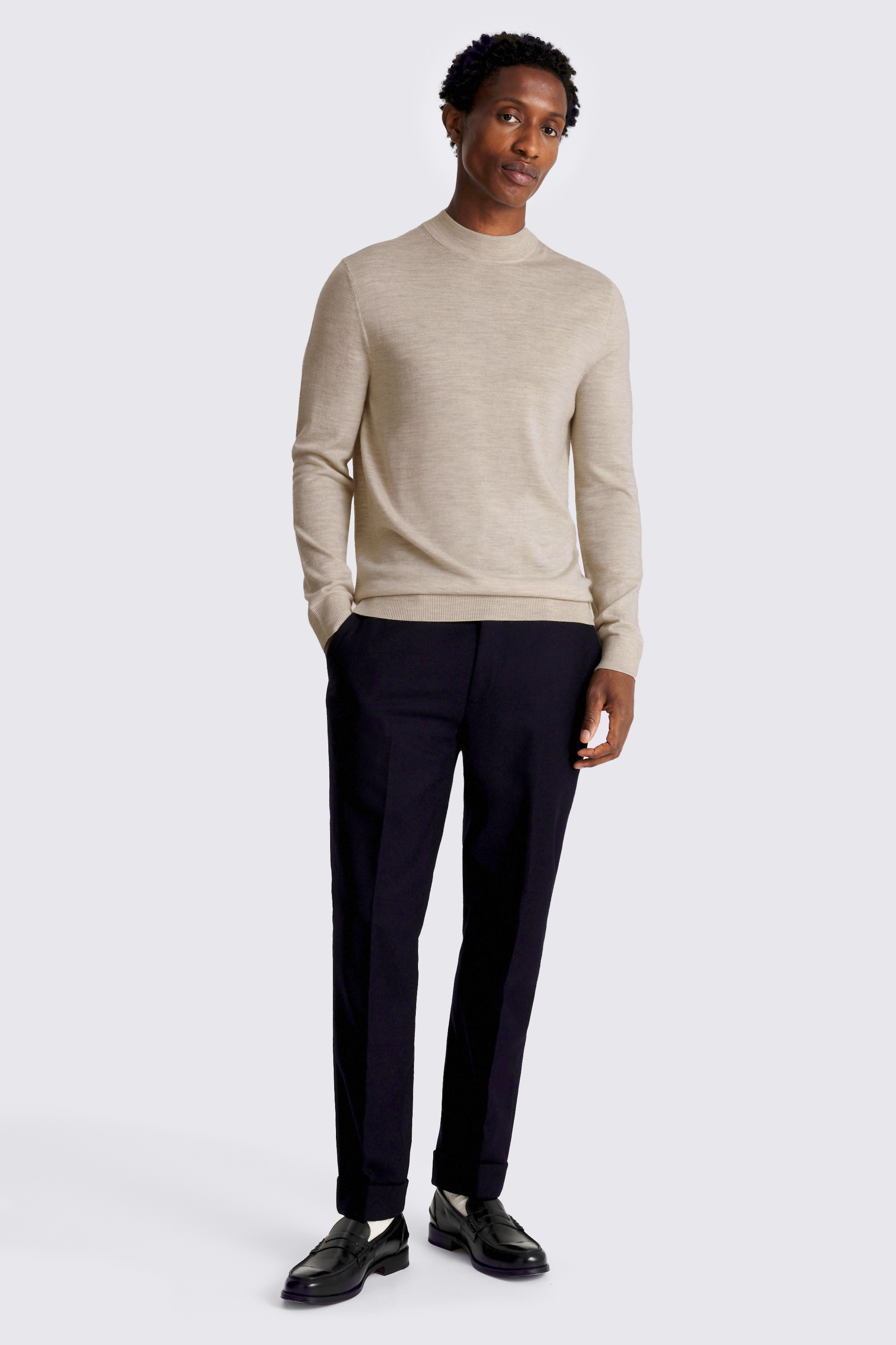 Oatmeal Merino Mock-Neck Jumper