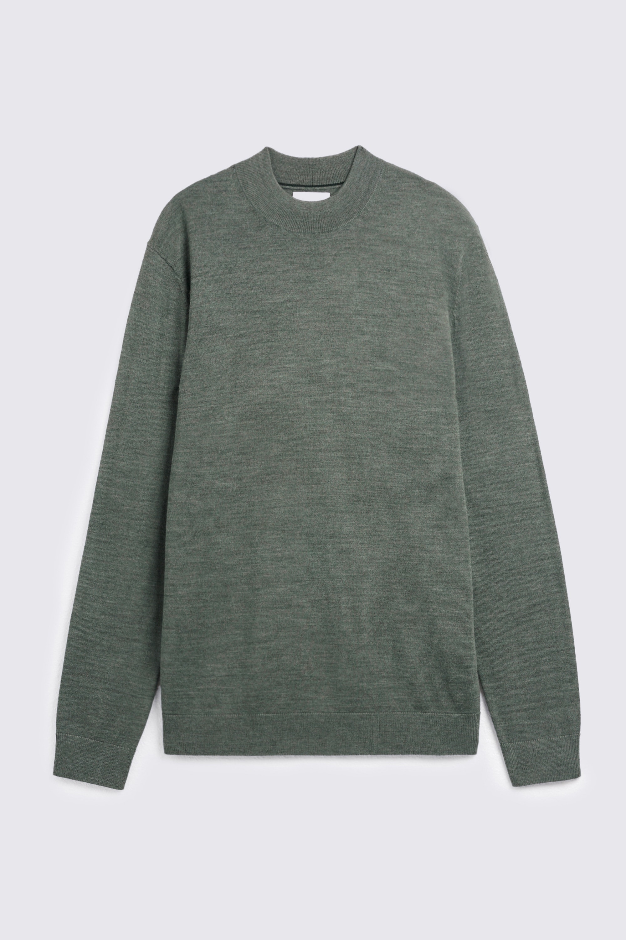 Mid Teal Merino-Blend Mock Neck Jumper