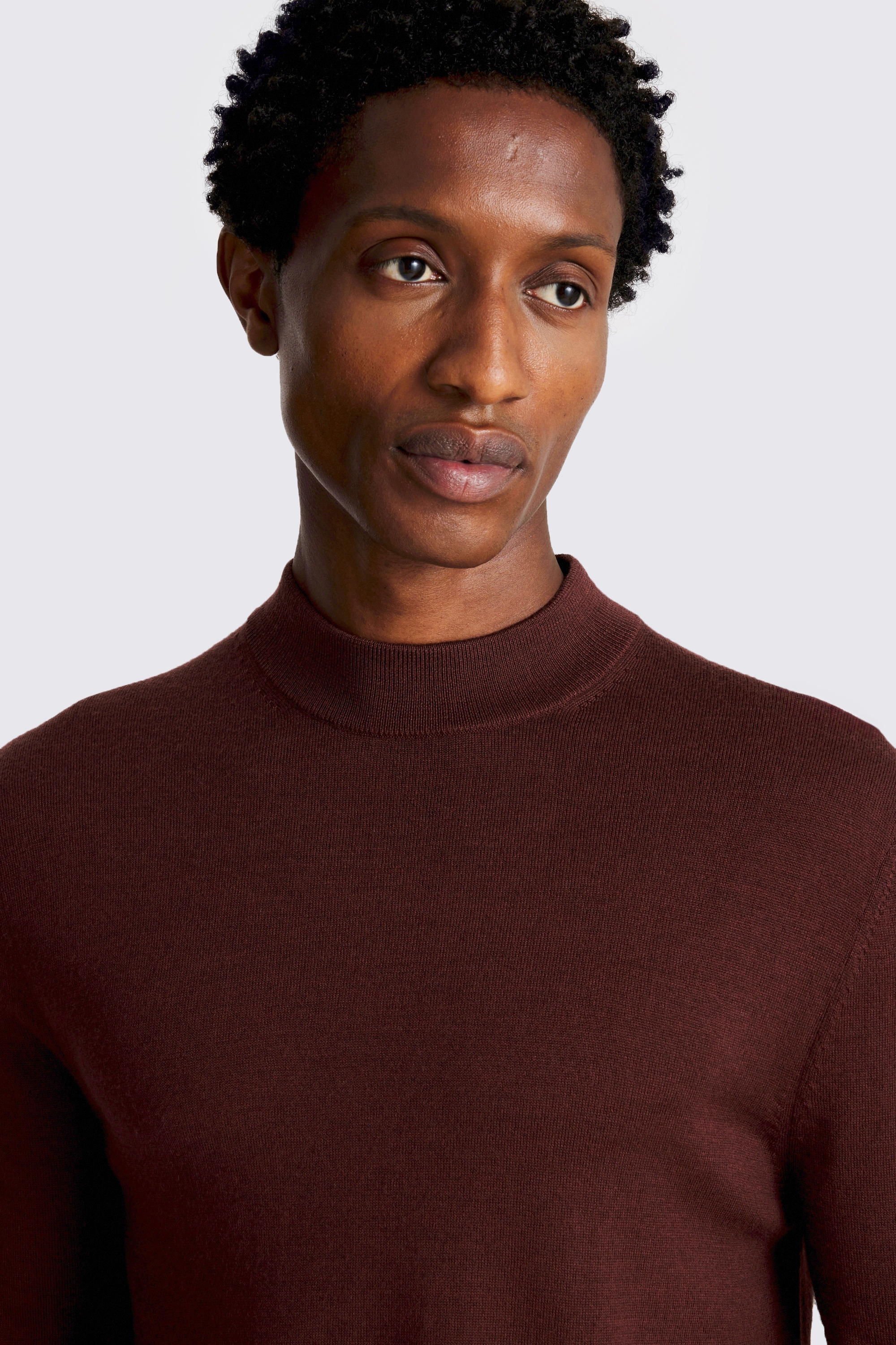 Cerise Merino Mock-Neck Jumper