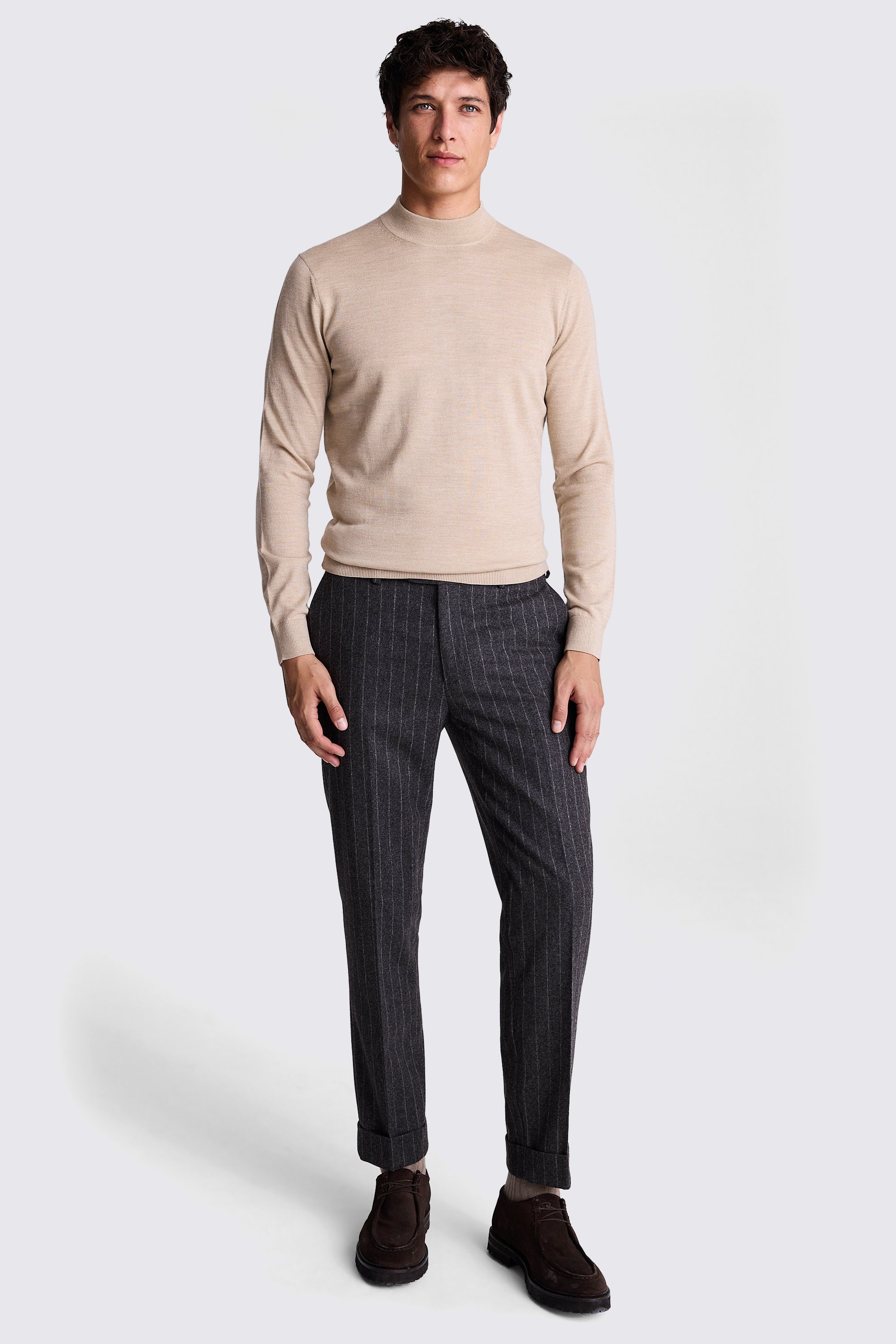 Camel Merino Mock Neck Jumper