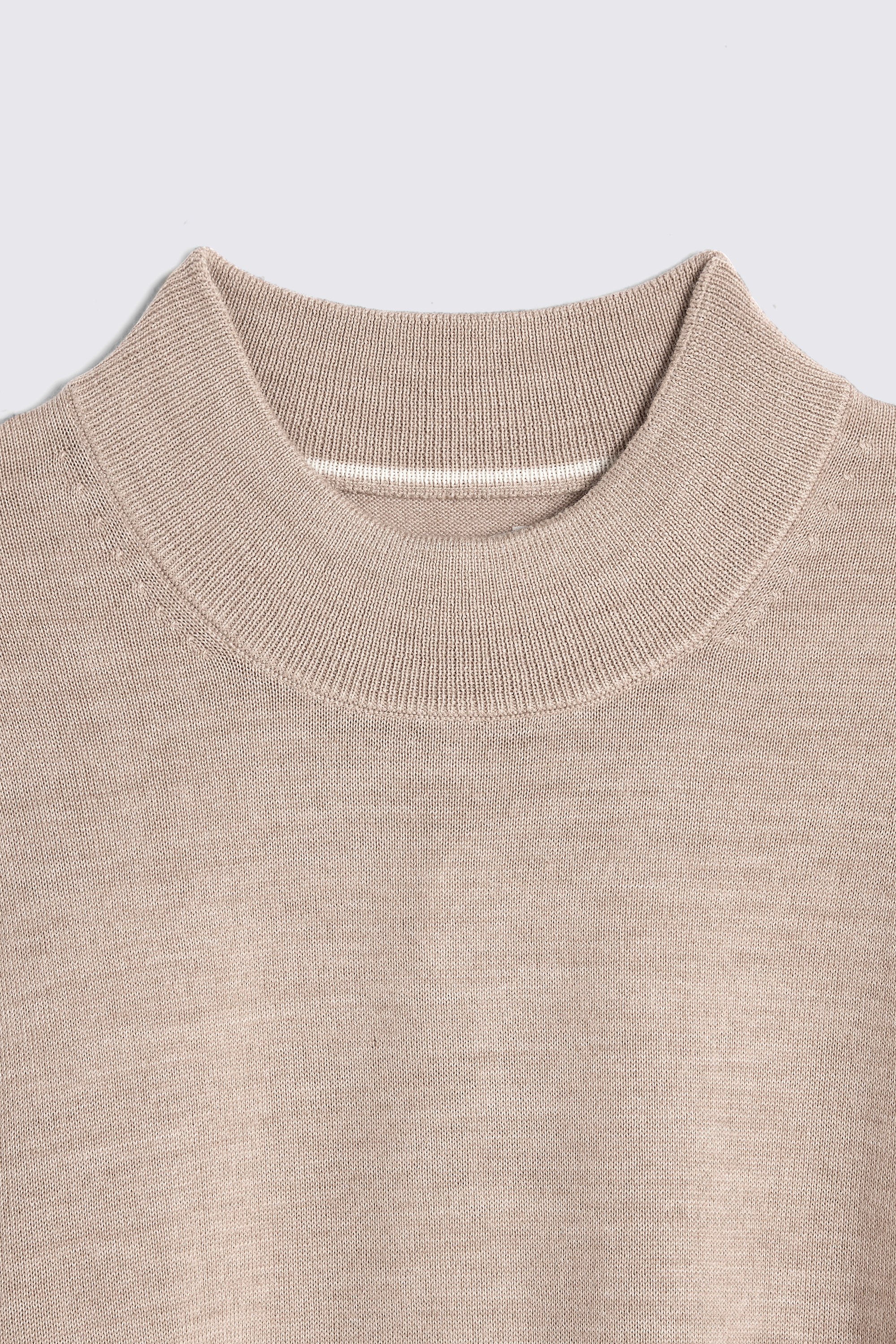 Camel Merino Mock Neck Jumper
