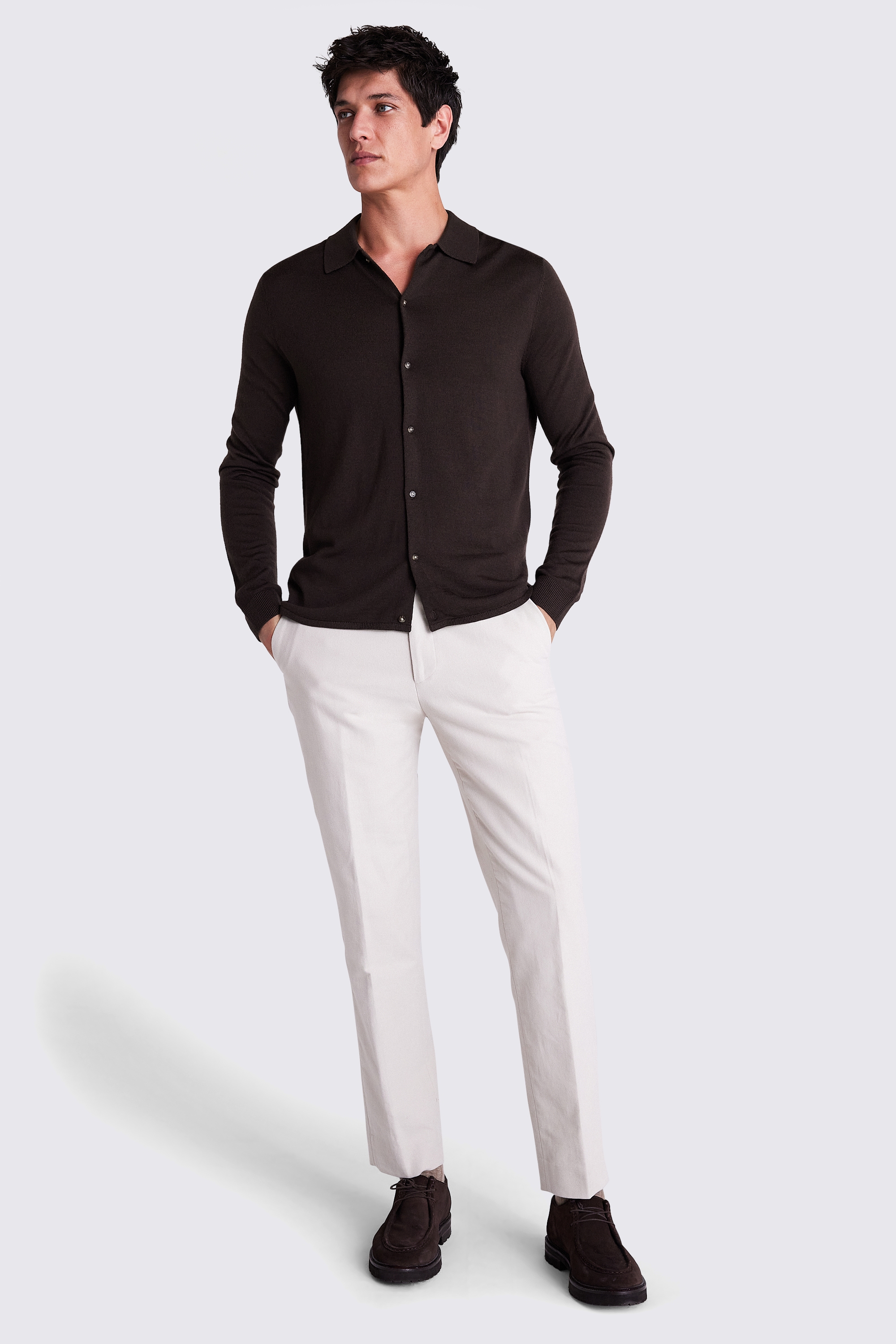 Brown Merino Button Through Shirt