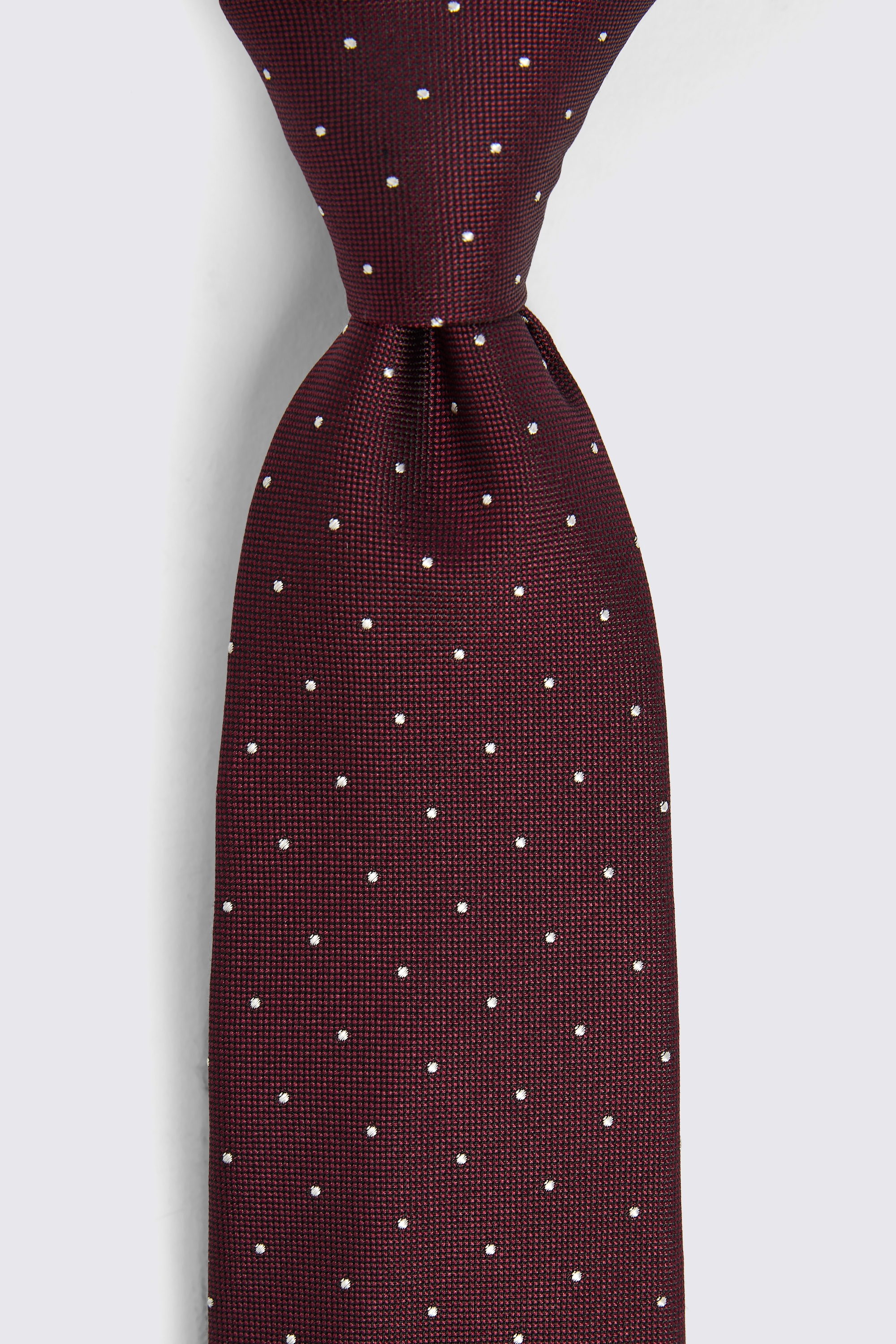Burgundy Silk Pindot Tie