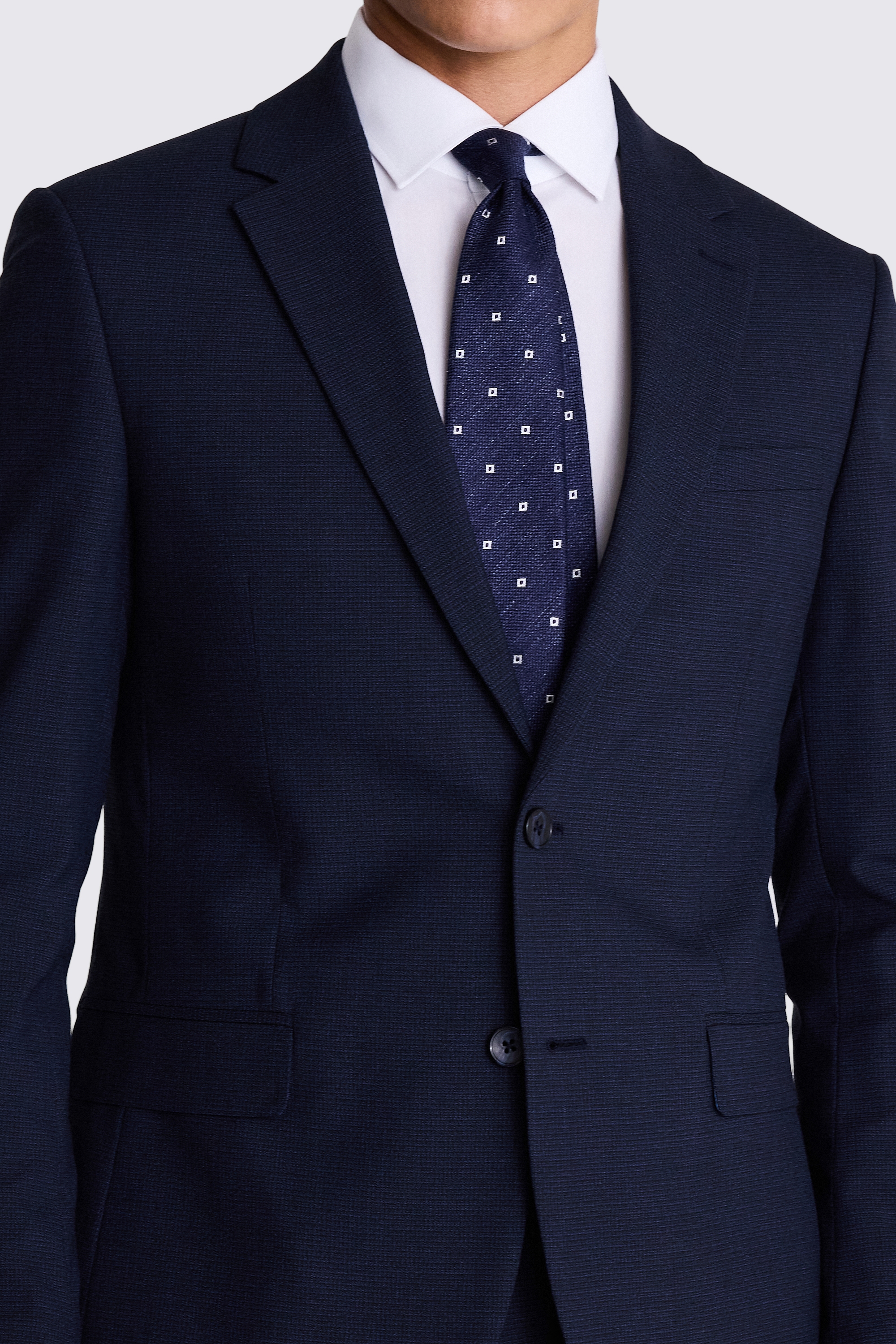 French Connection Slim Fit Blue Mini Check Jacket