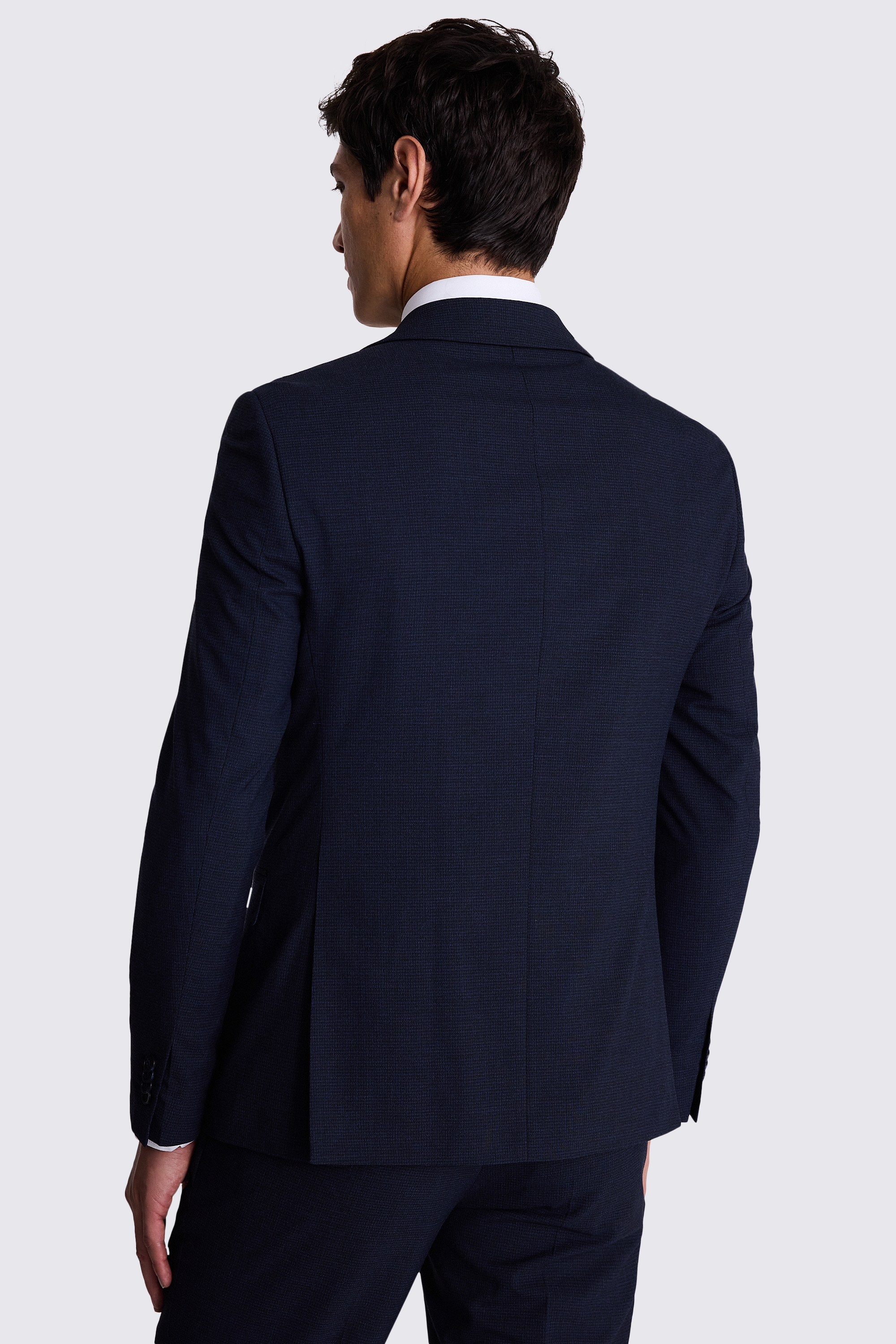 French Connection Slim Fit Blue Mini Check Jacket