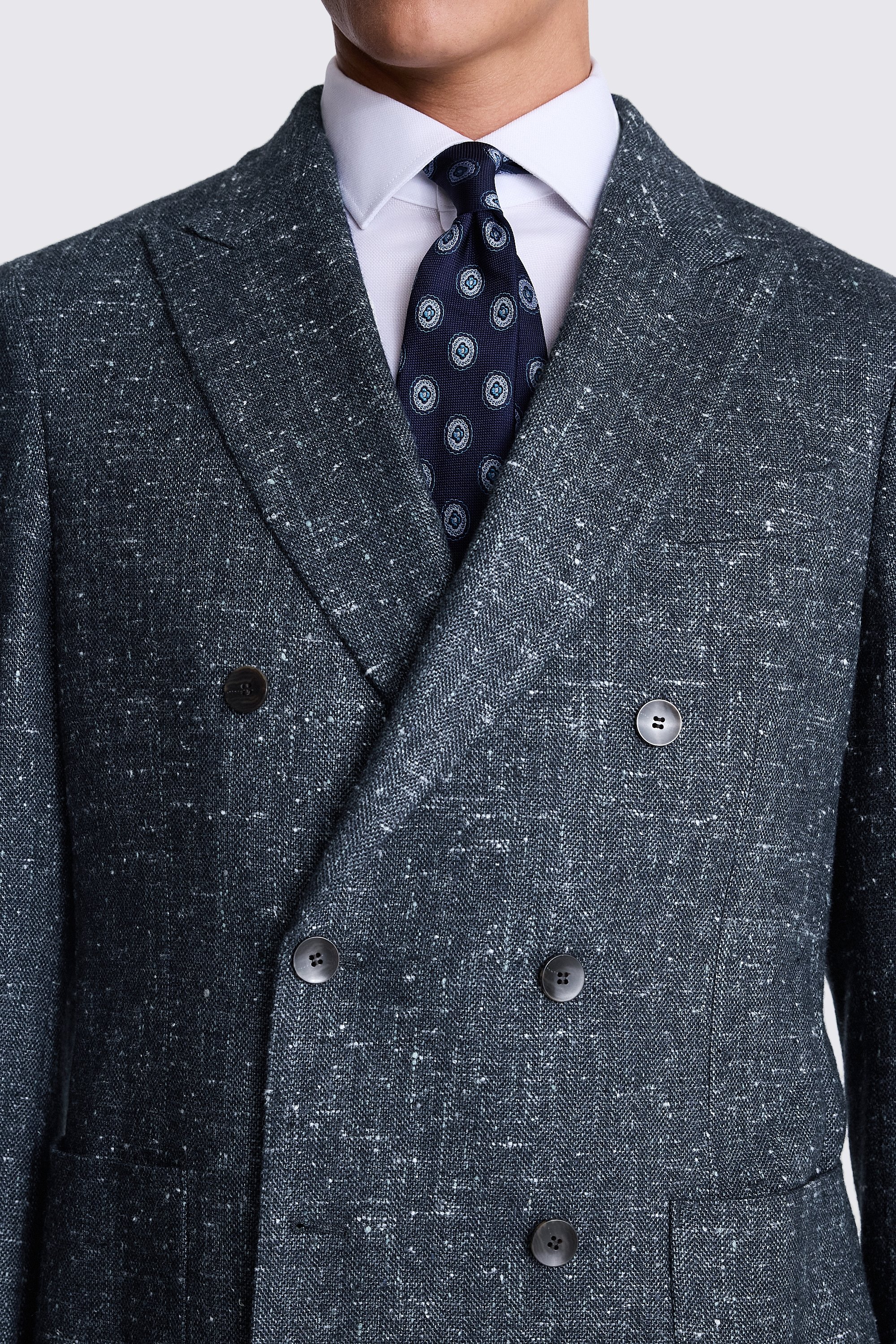 Italian Tailored Fit Teal Herringbone Jacket