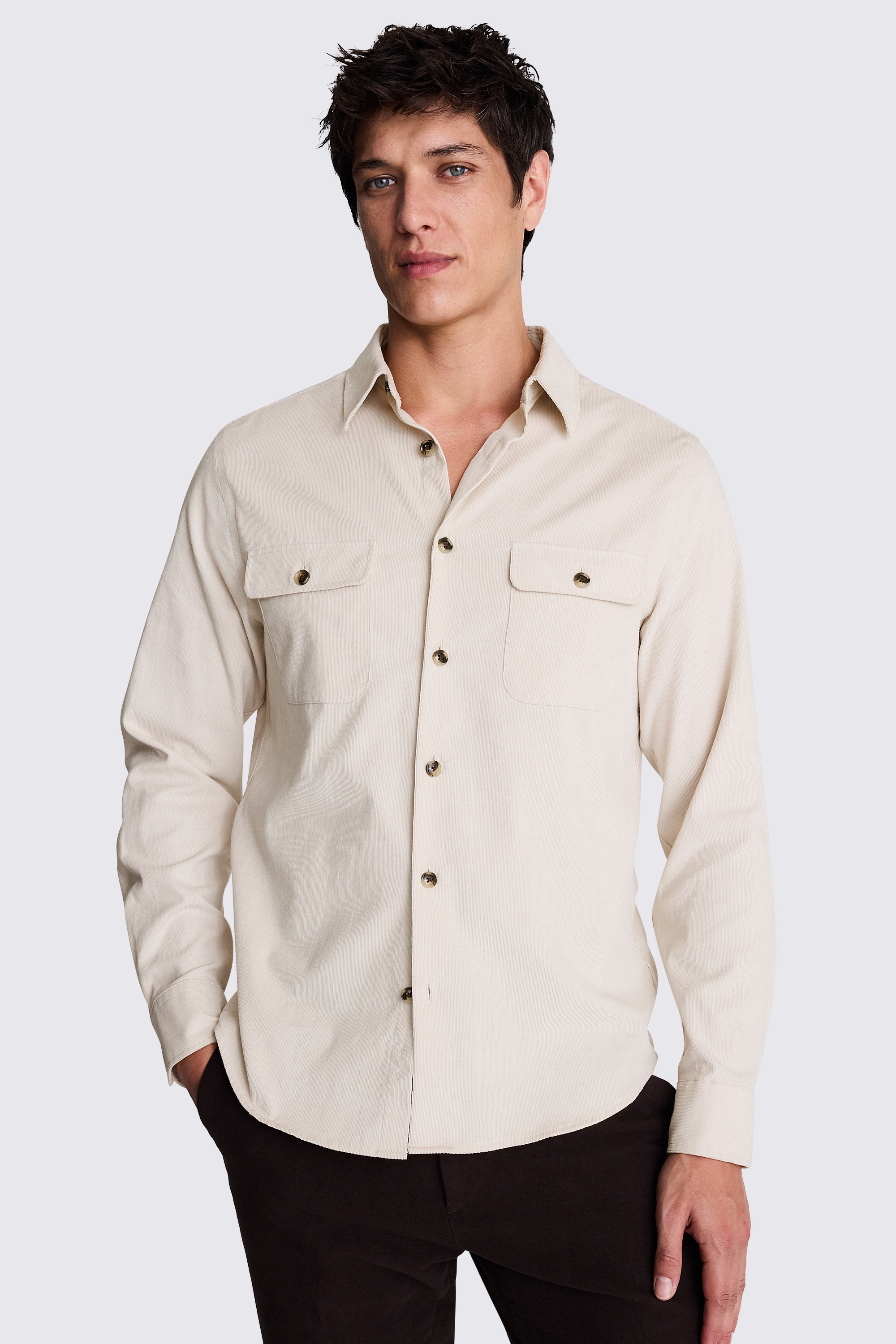 Off White Lightweight Corduroy Overshirt