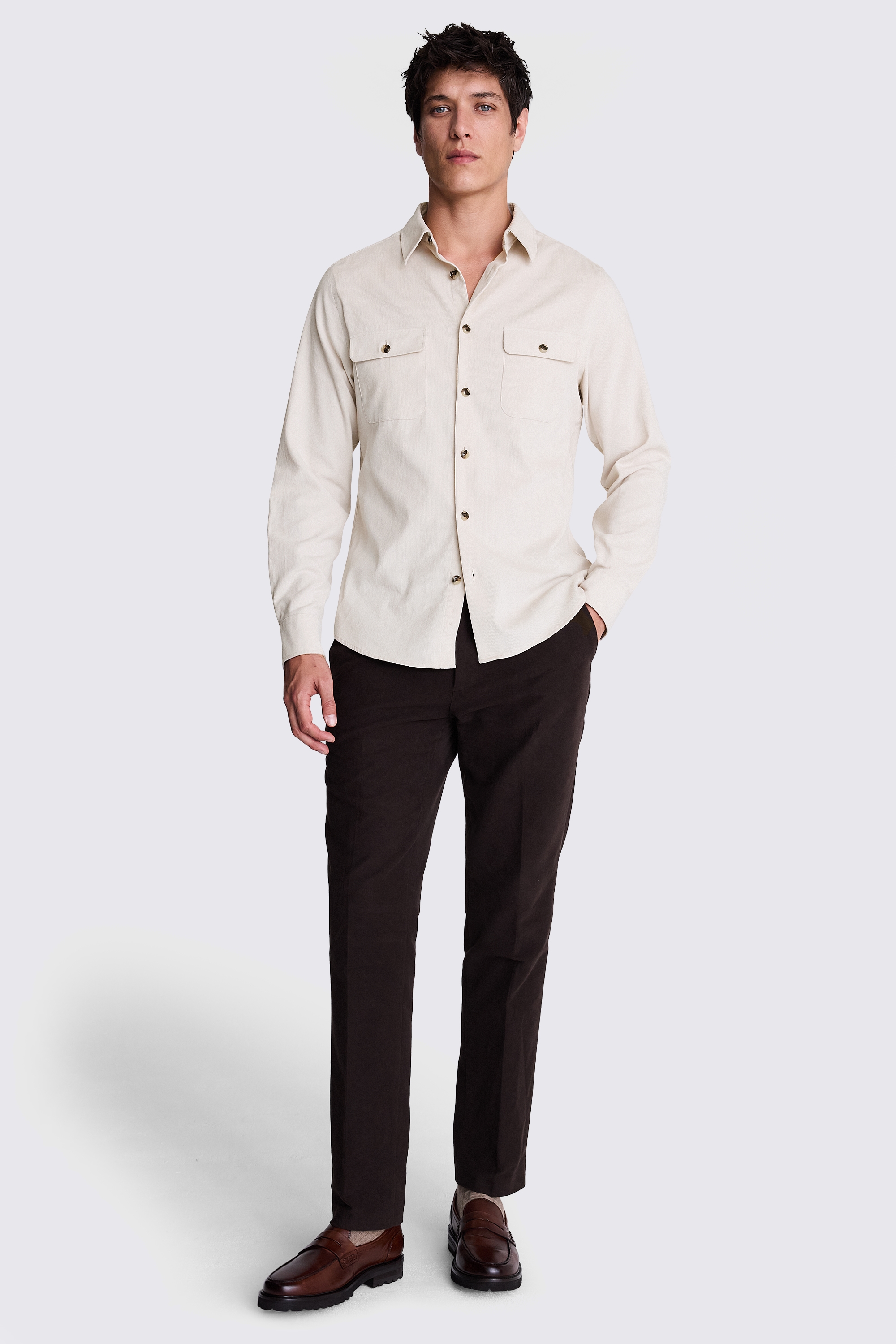 Off White Lightweight Corduroy Overshirt