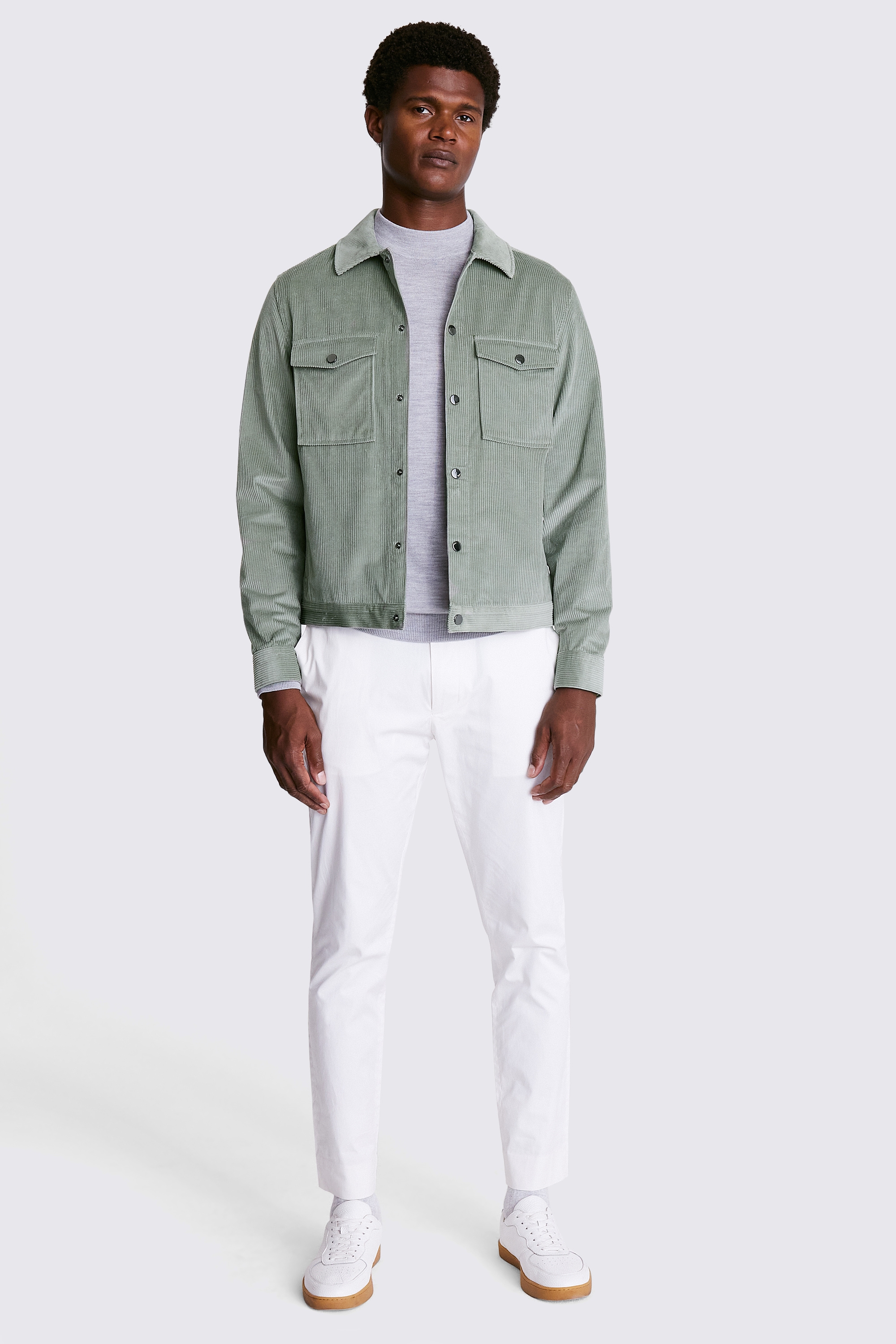 Sage Cord Trucker Jacket