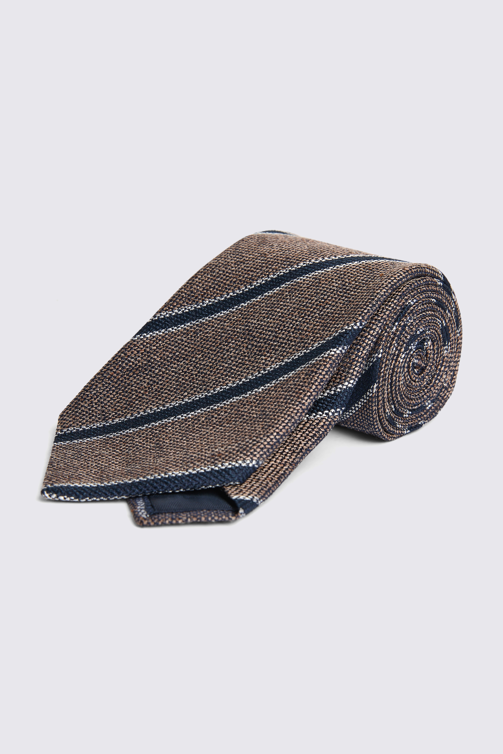Italian Navy and Neutral Stripe Tie