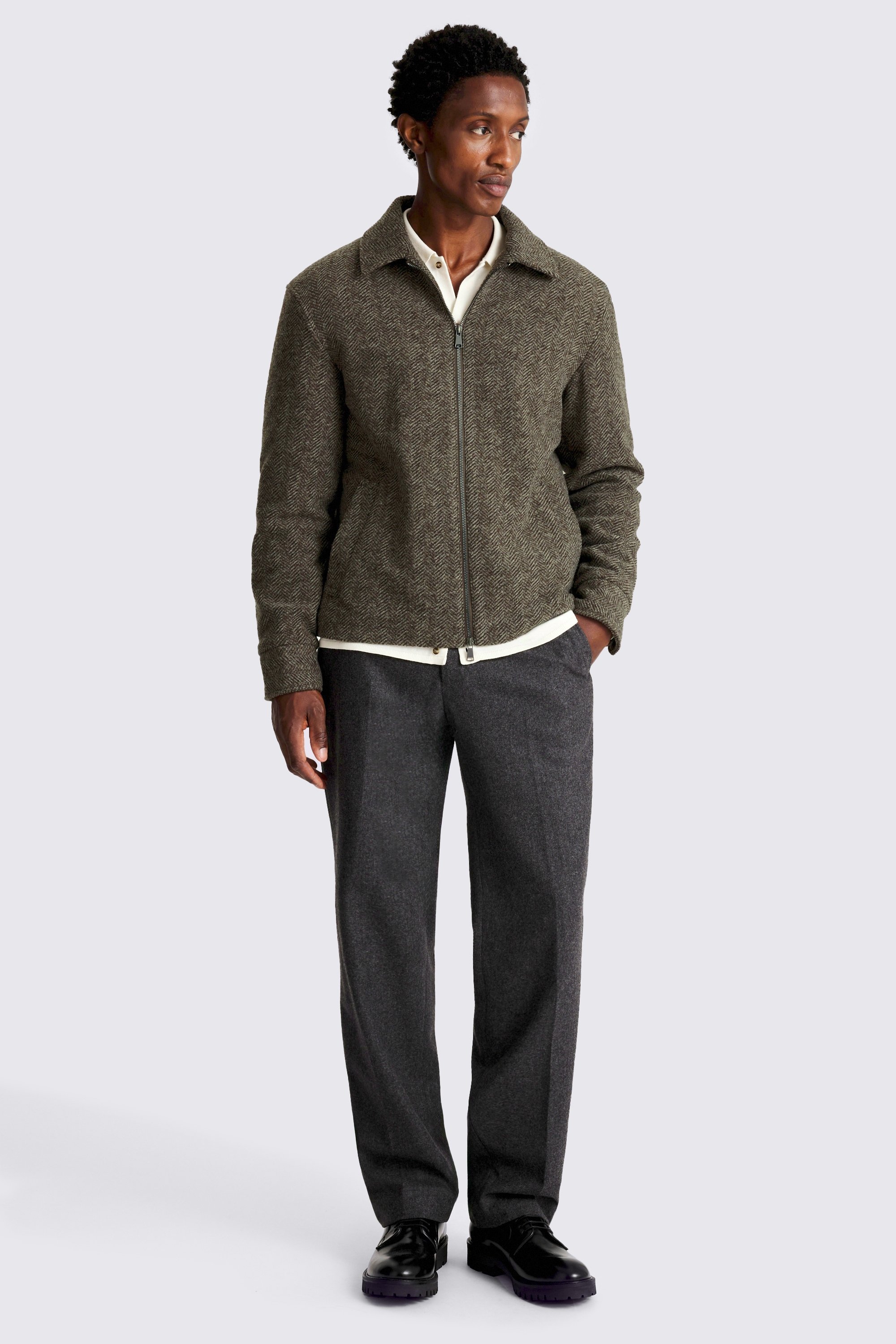 Brown Tweed Zip Jacket