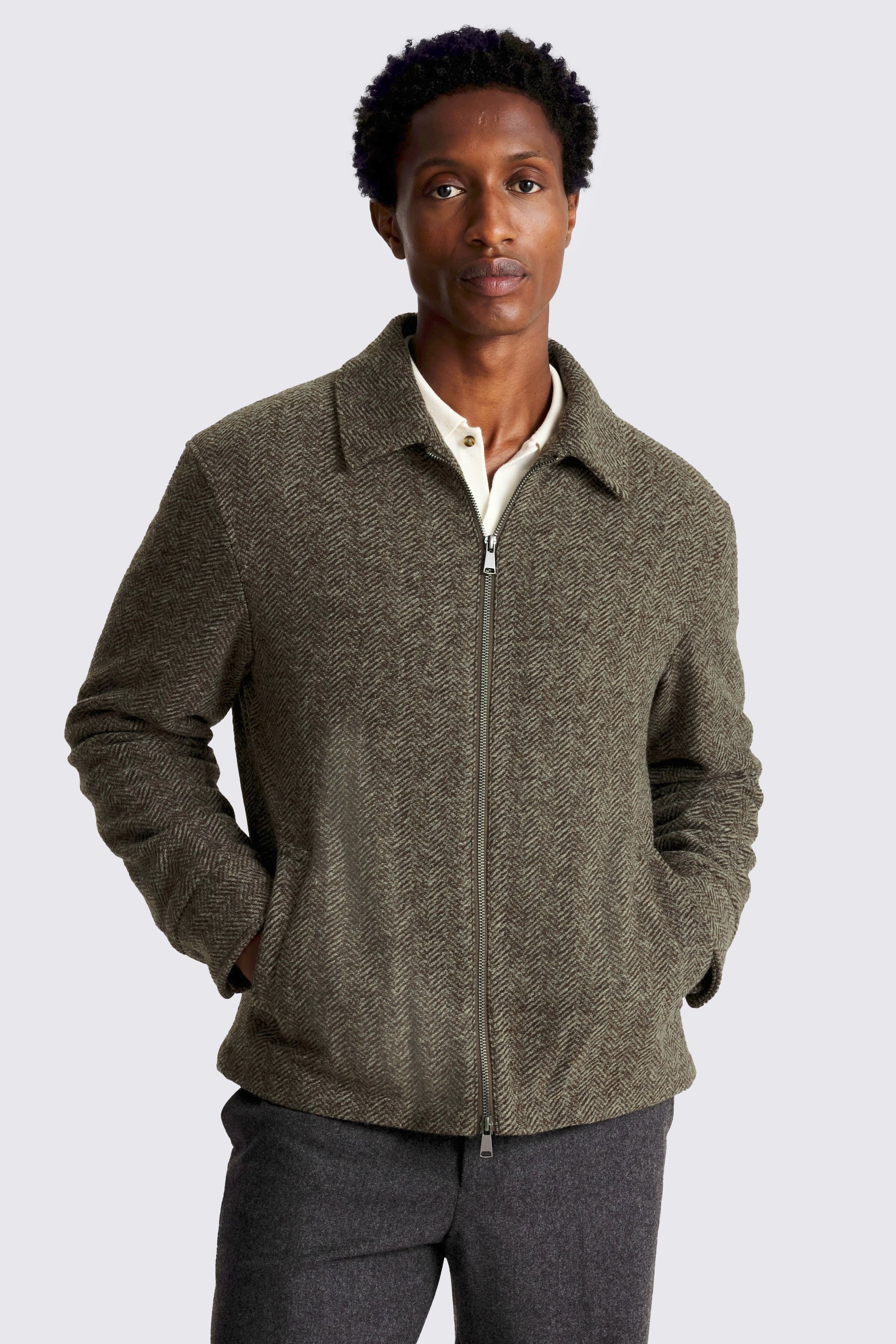 Brown Tweed Zip Jacket