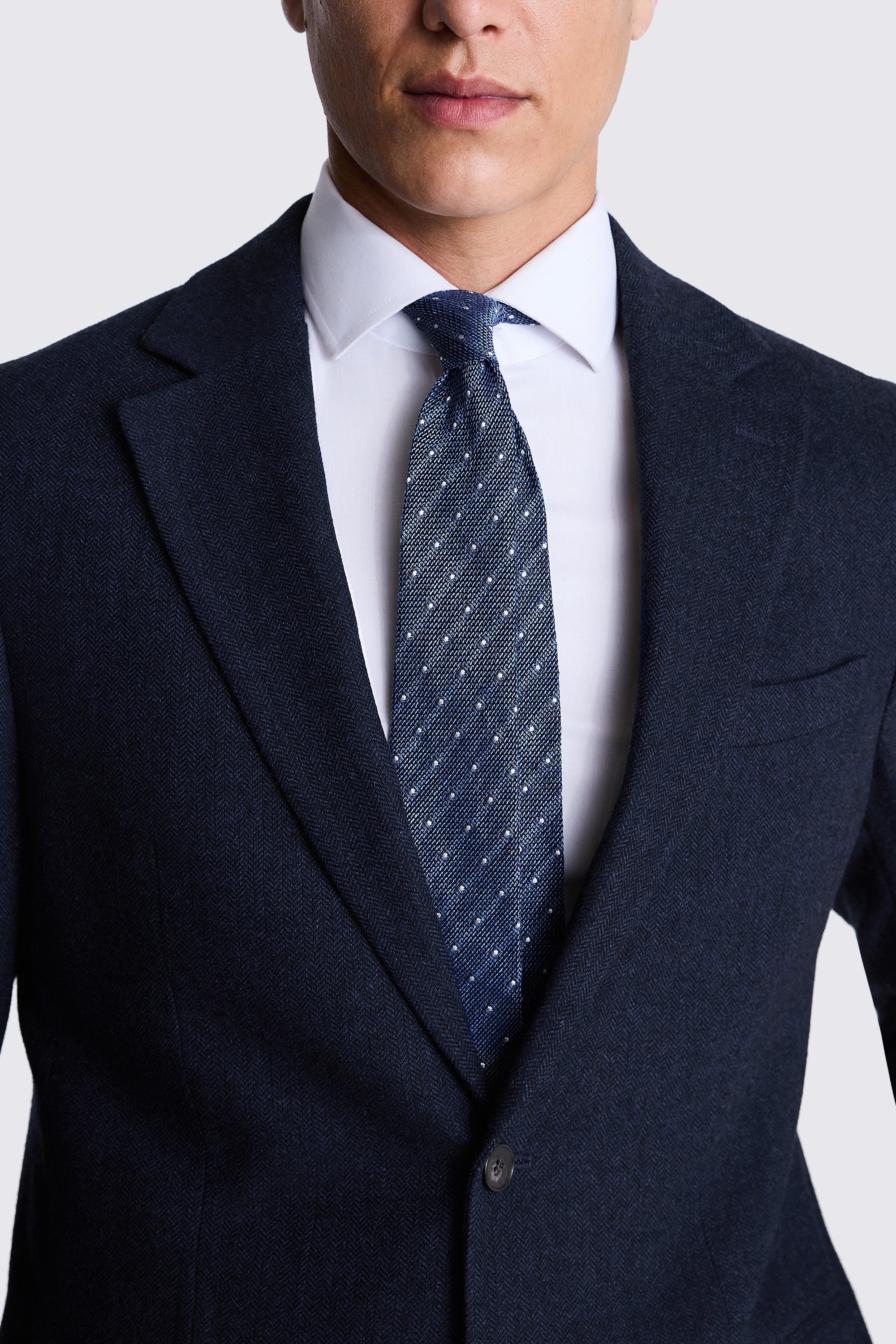 Regular Fit Ink Herringbone Suit