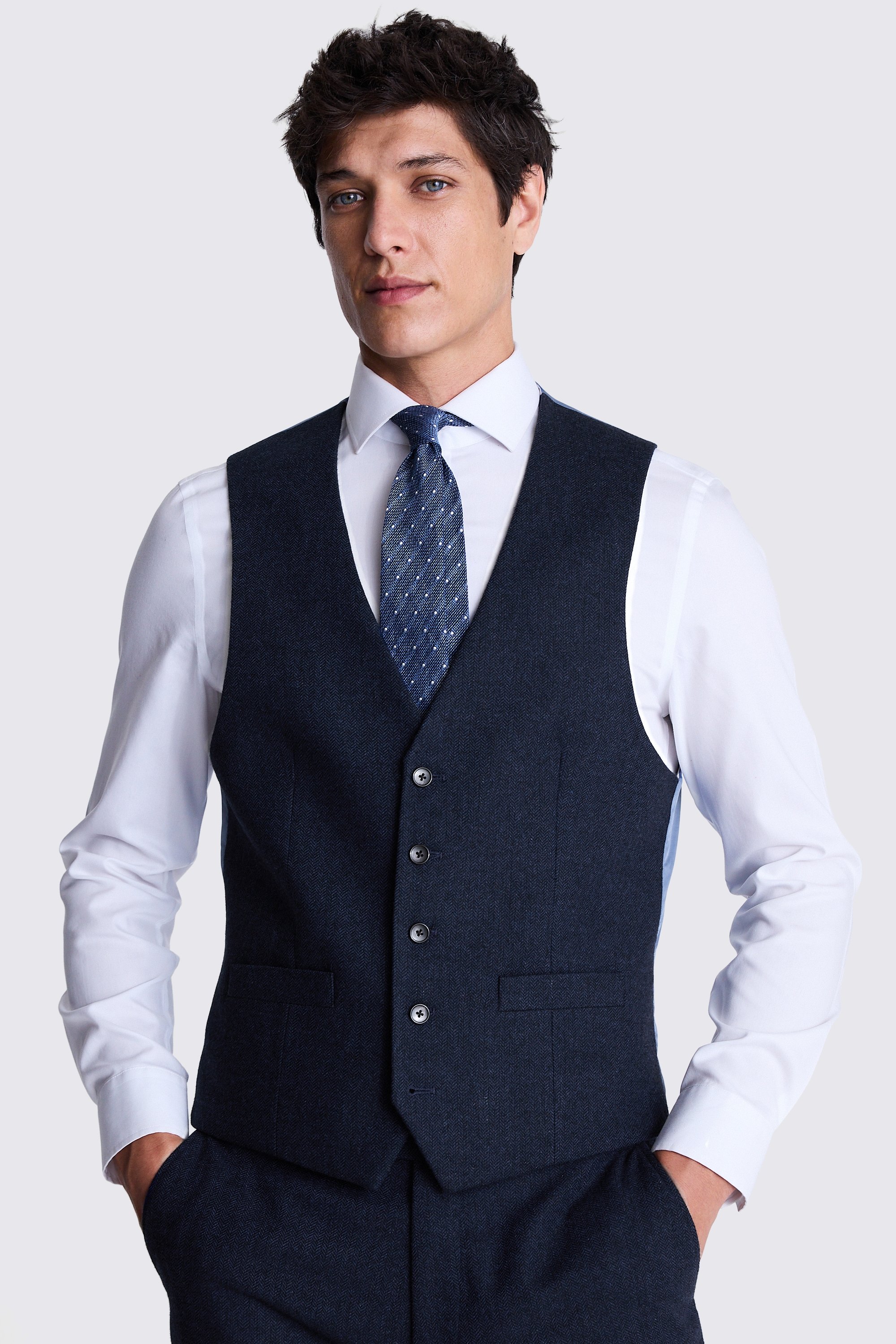 Regular Fit Ink Herringbone Vest