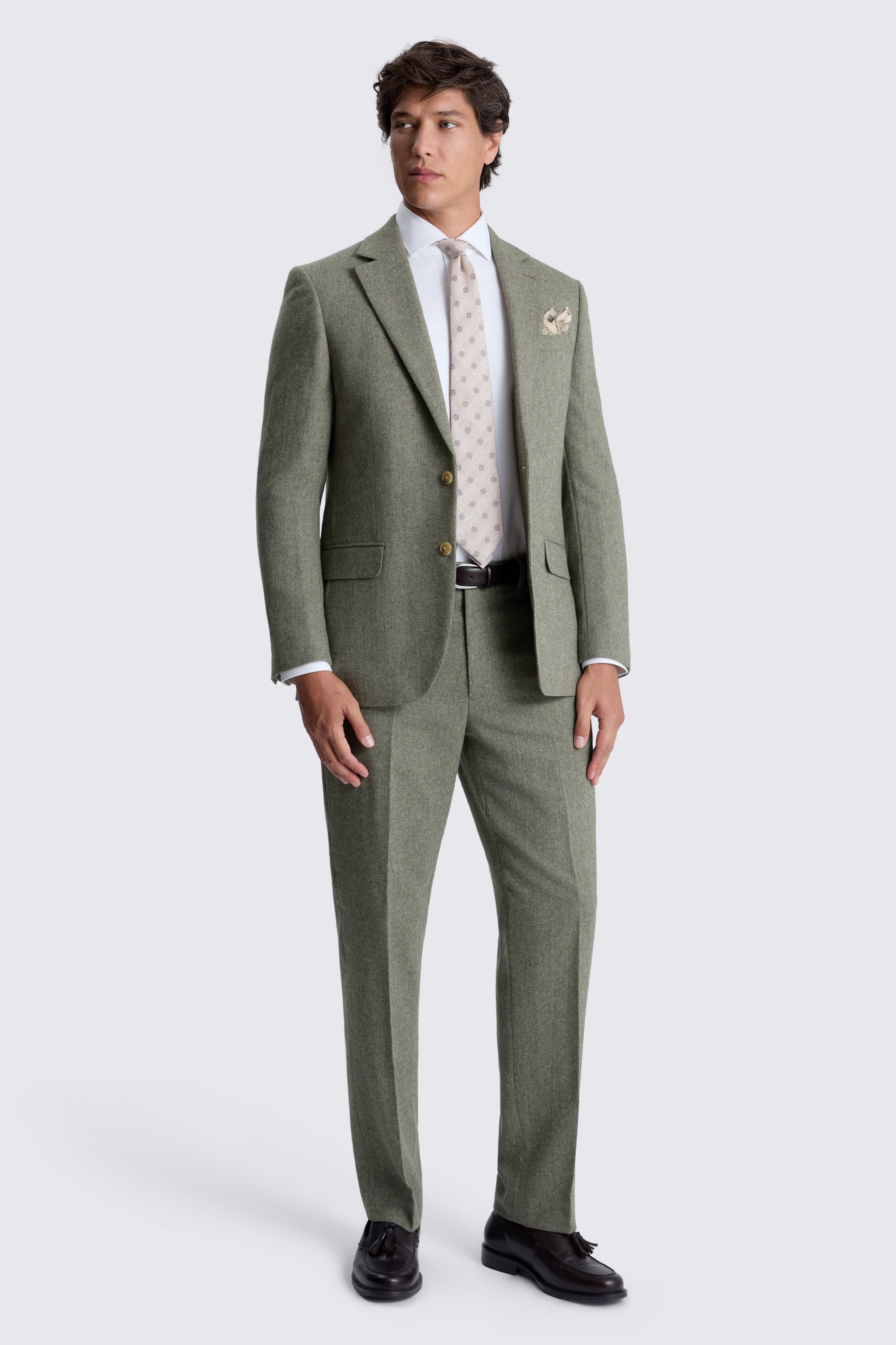 Regular Fit Sage Herringbone Suit
