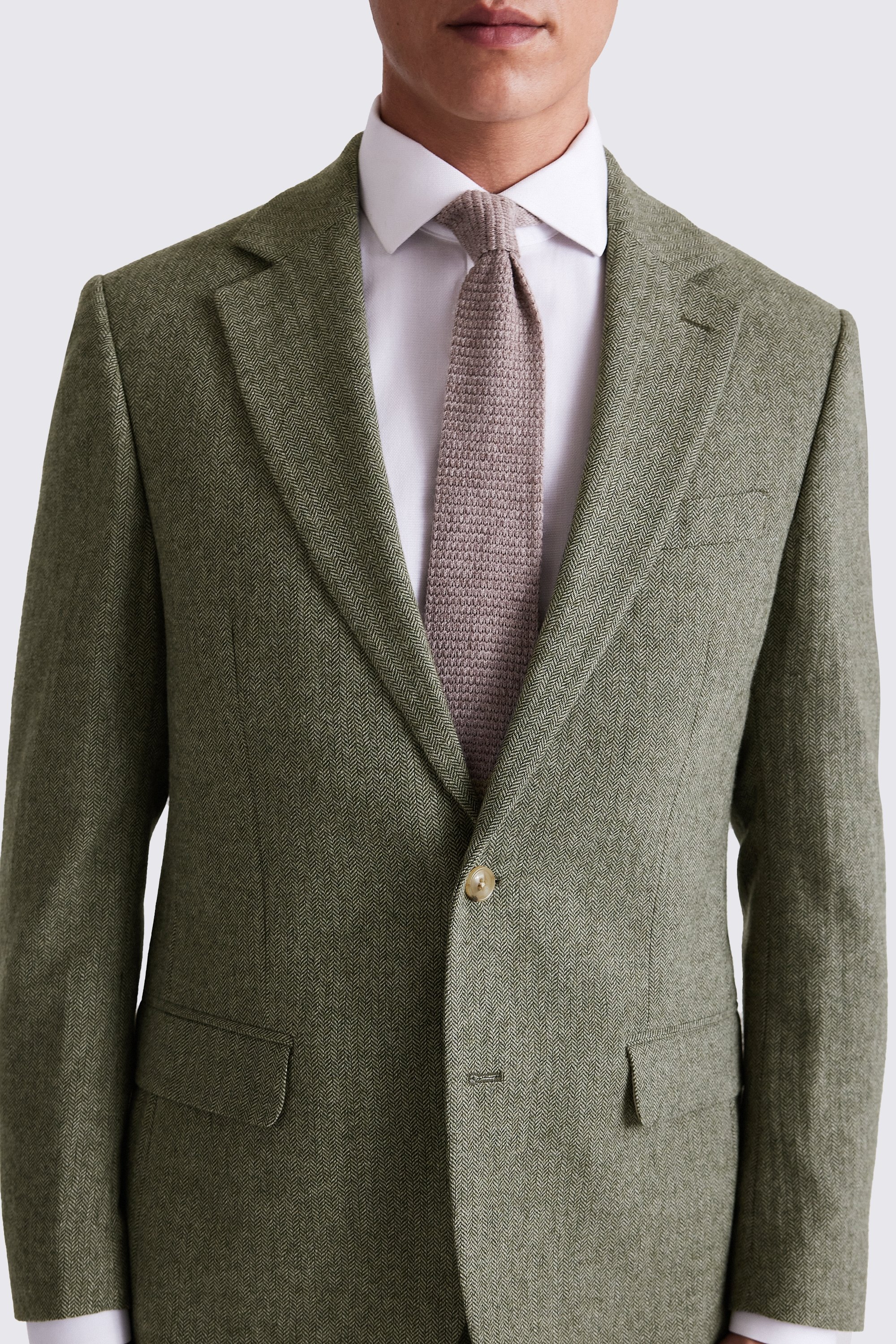 Regular Fit Sage Herringbone Jacket