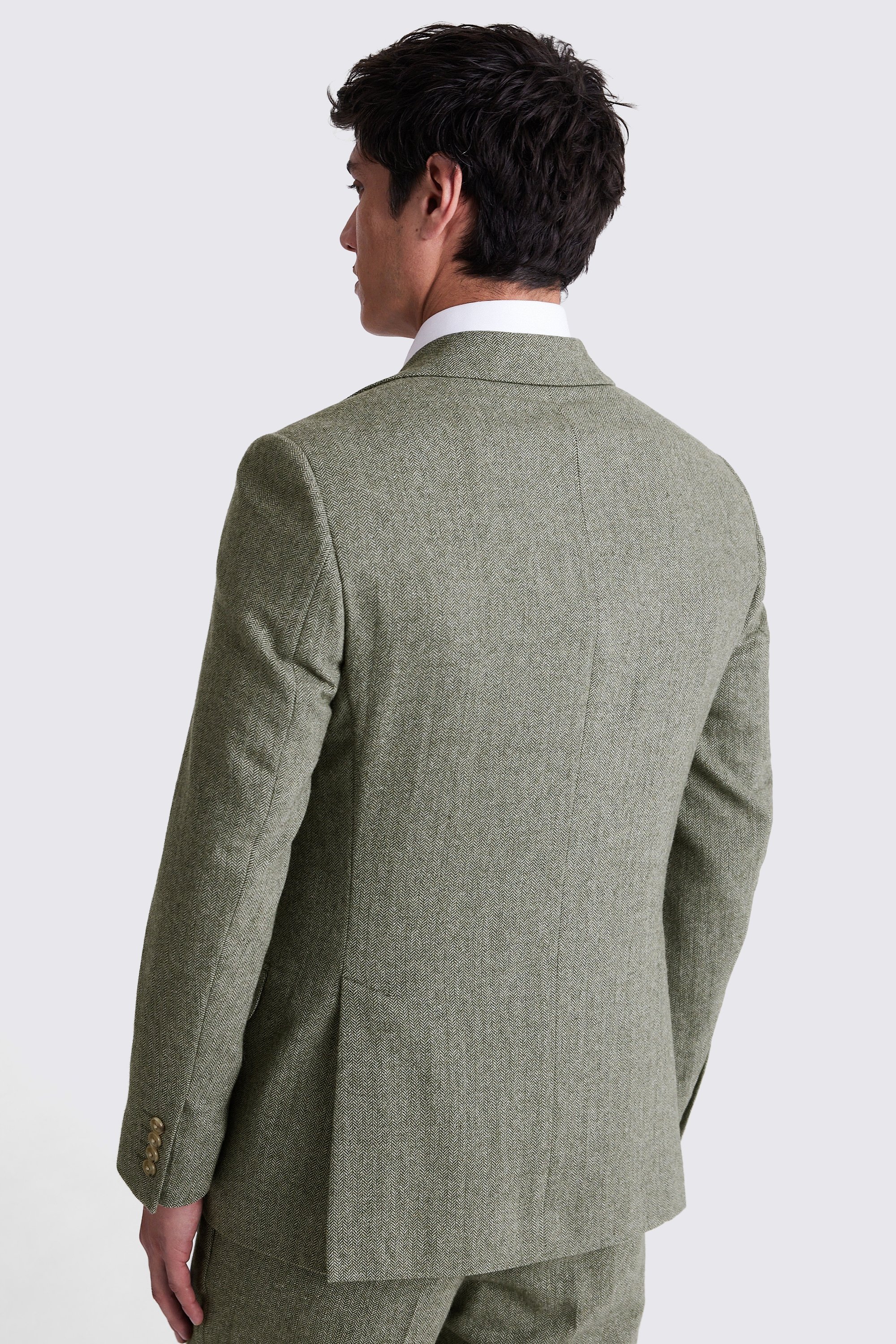 Regular Fit Sage Herringbone Jacket