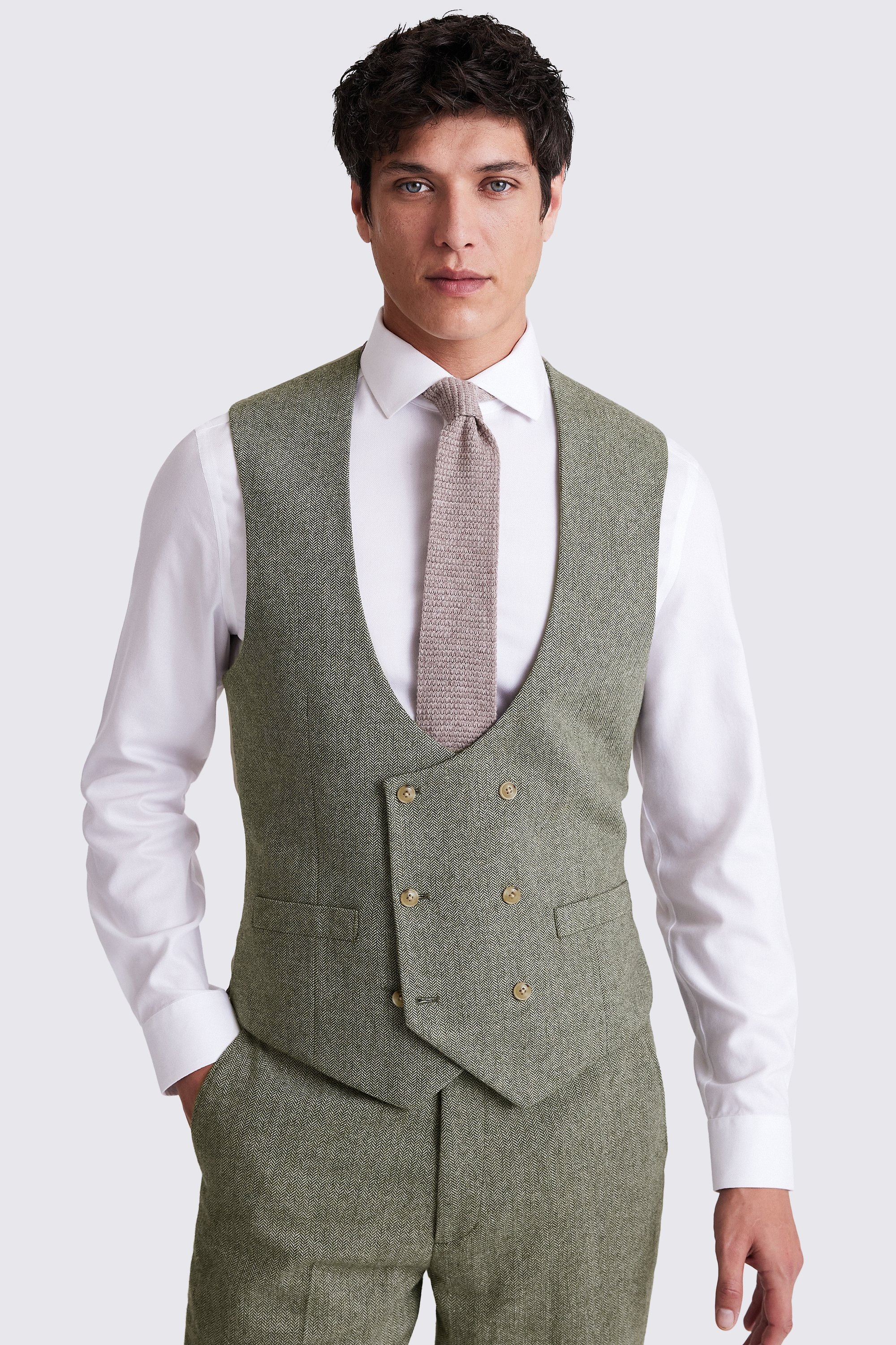 Regular Fit Sage Herringbone Jacket