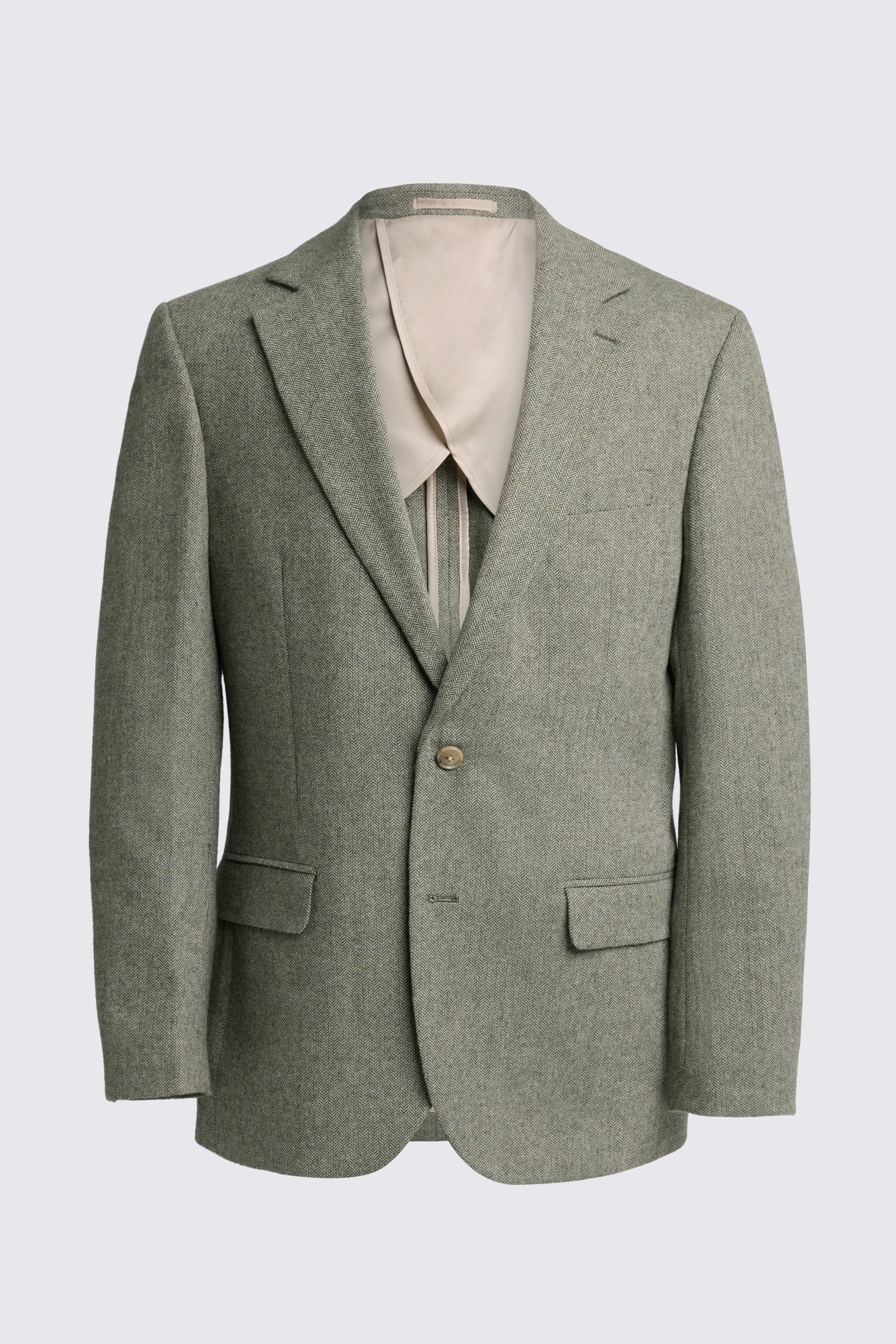 Regular Fit Sage Herringbone Jacket