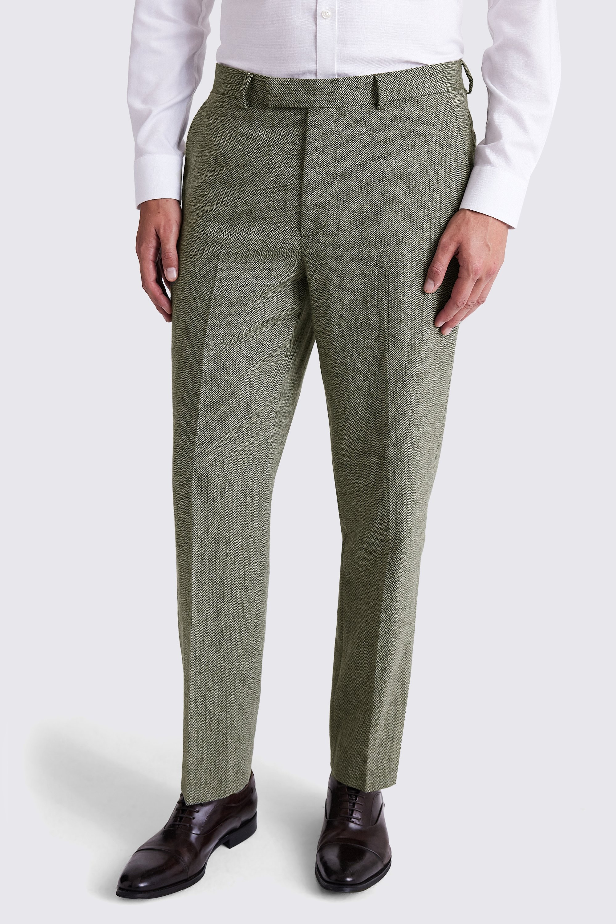 Regular Fit Sage Herringbone Pants