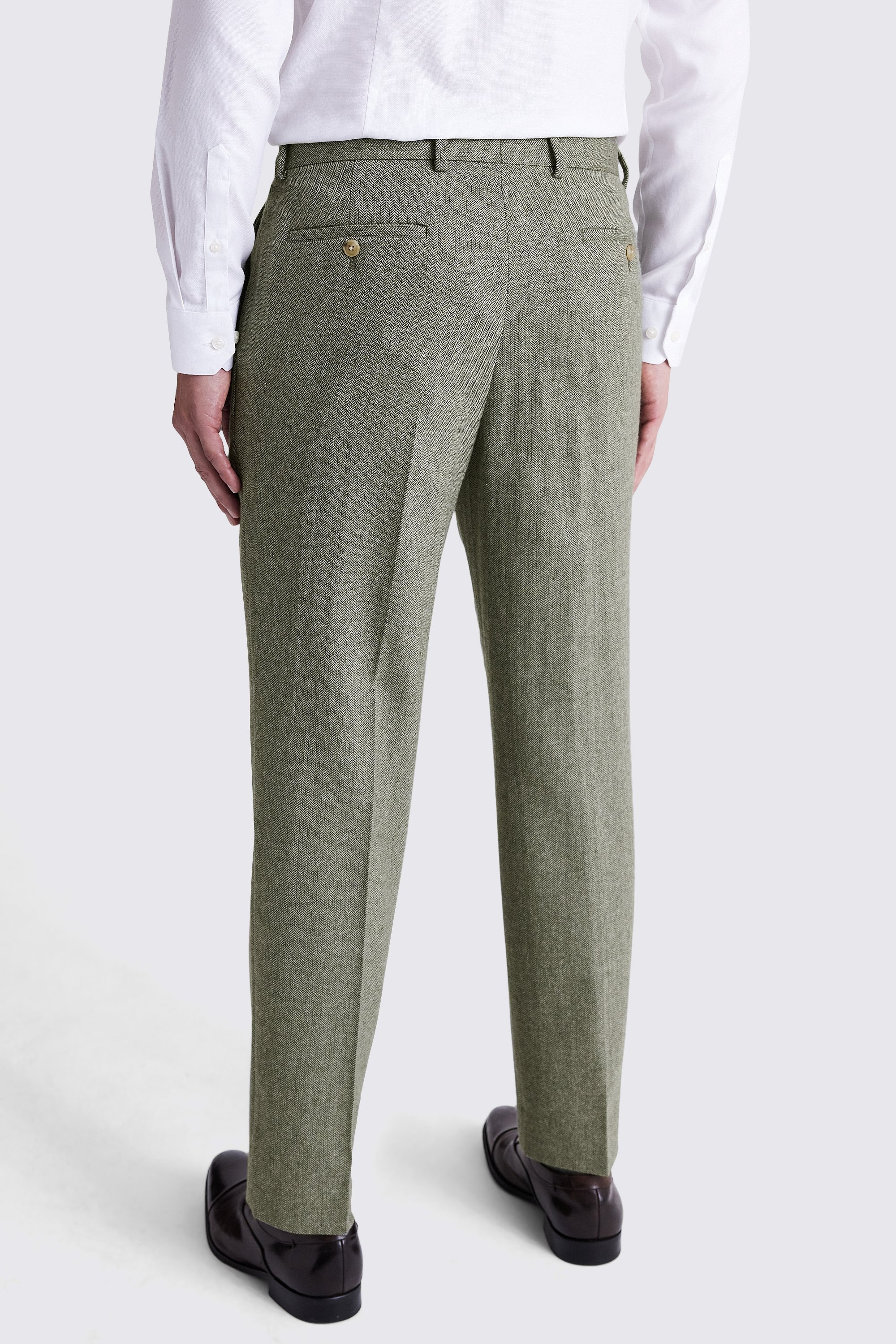 Regular Fit Sage Herringbone Pants
