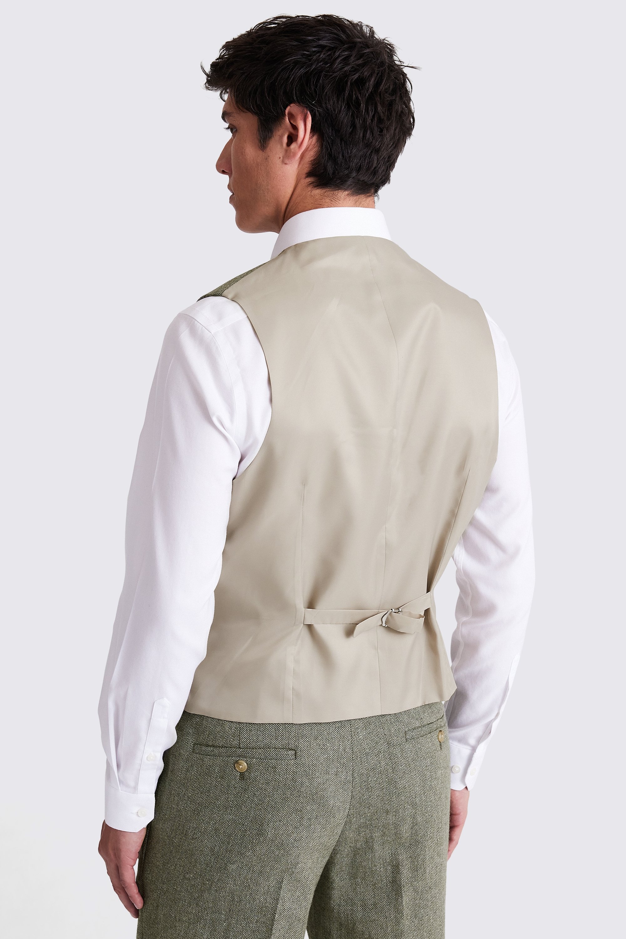 Regular Fit Sage Herringbone Vest