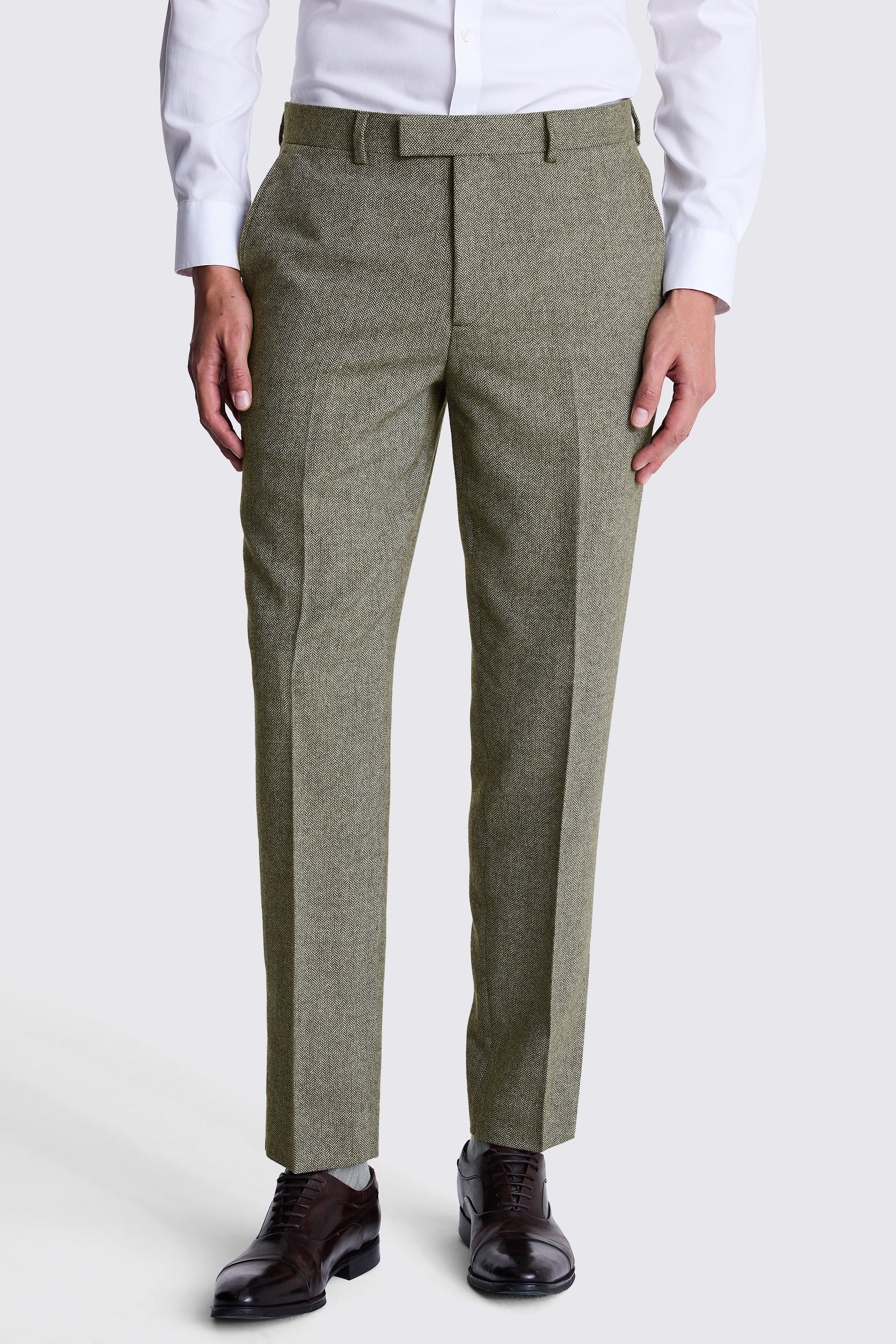 Tailored Fit Sage Herringbone Suit