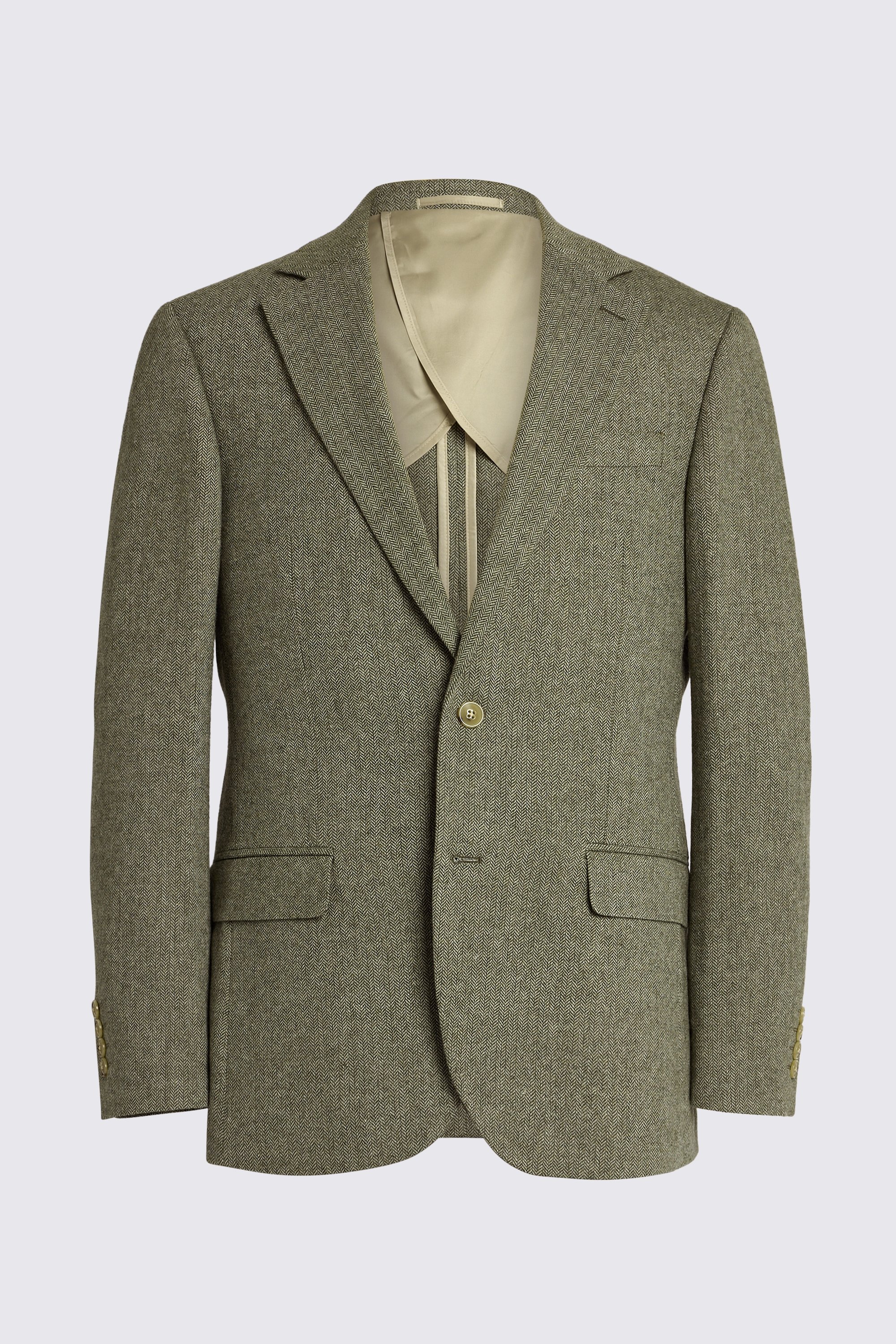 Tailored Fit Sage Herringbone Suit