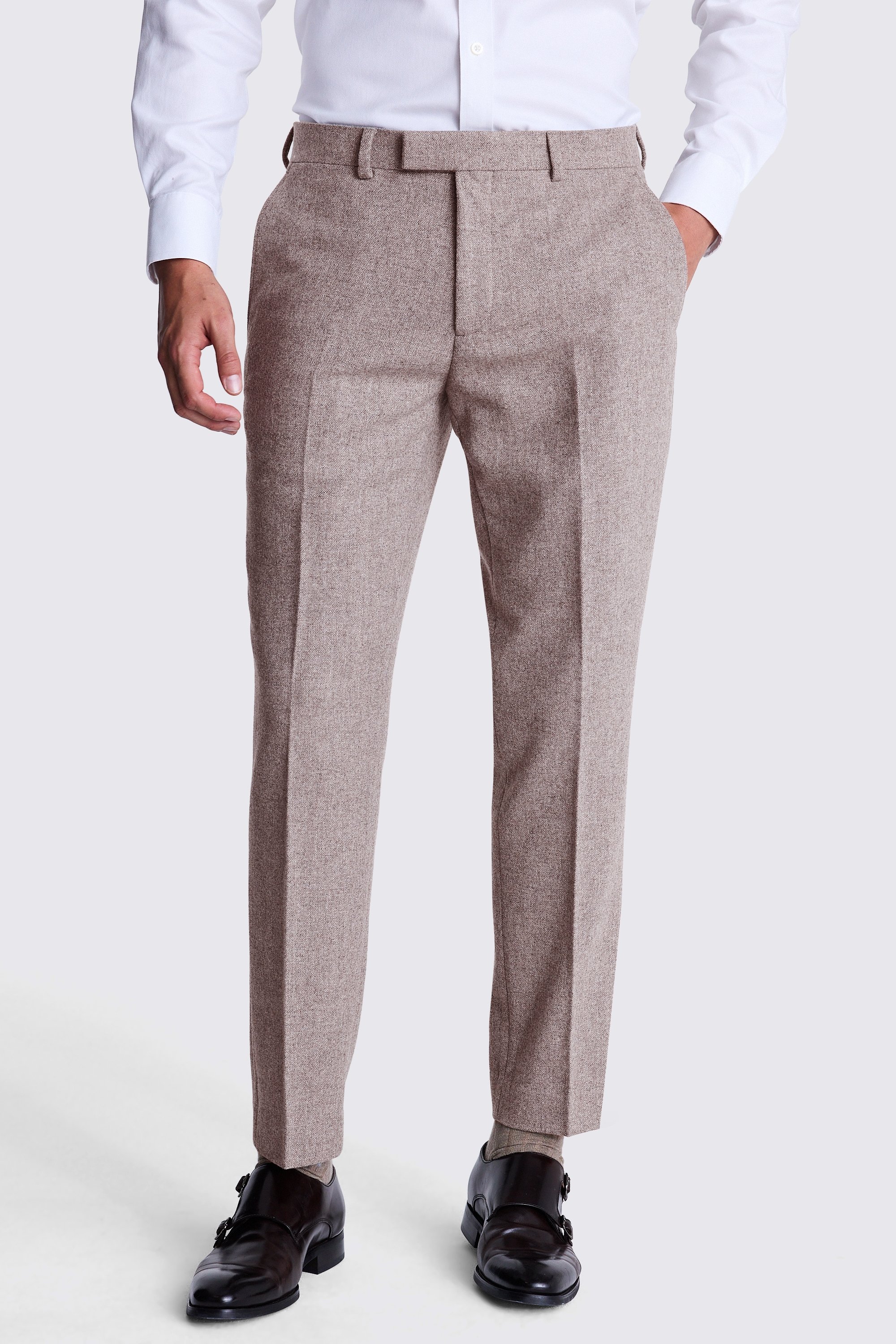 Tailored Fit Stone Donegal Trousers